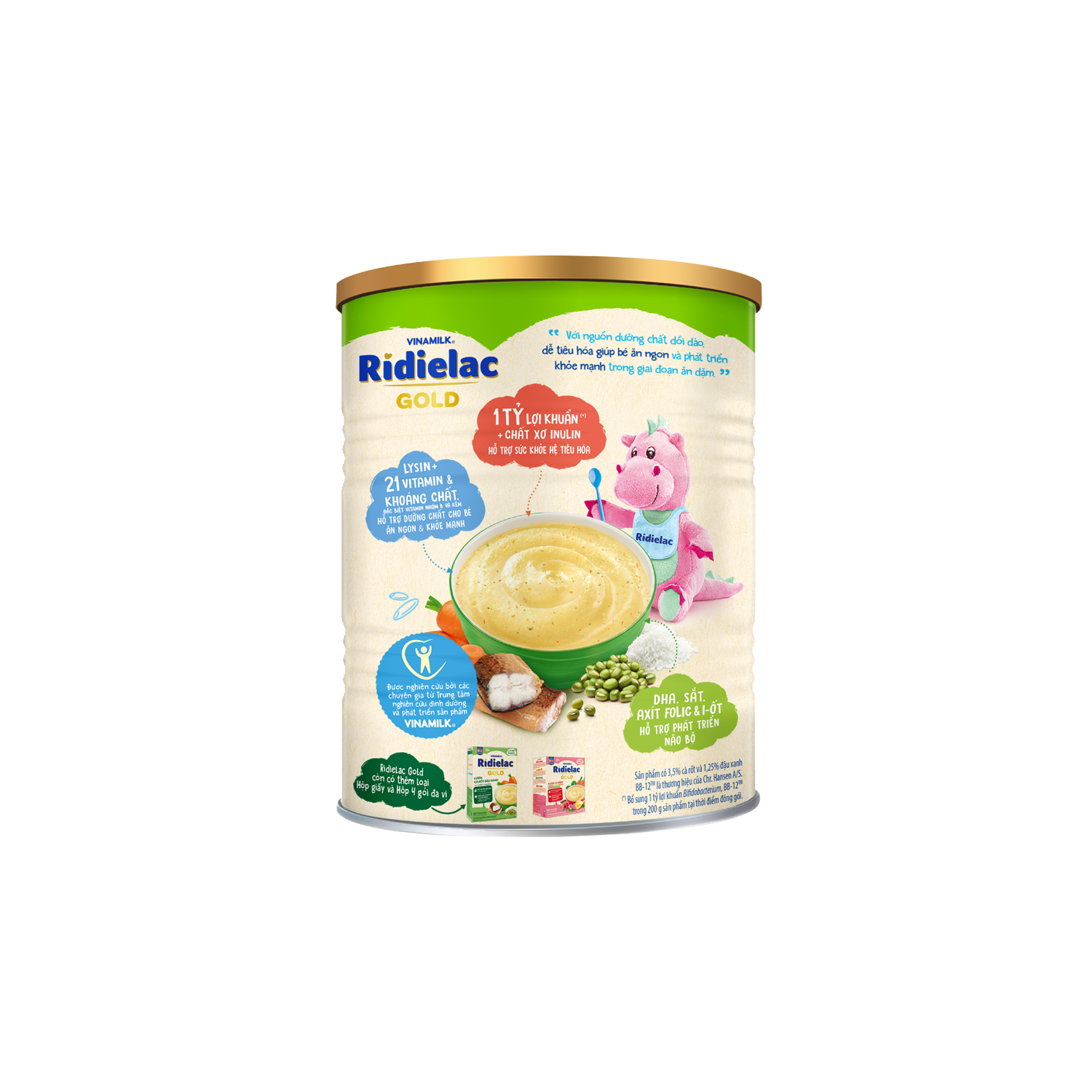 Bột ăn dặm Ridielac Gold Lươn Cà rốt Đậu xanh 350g