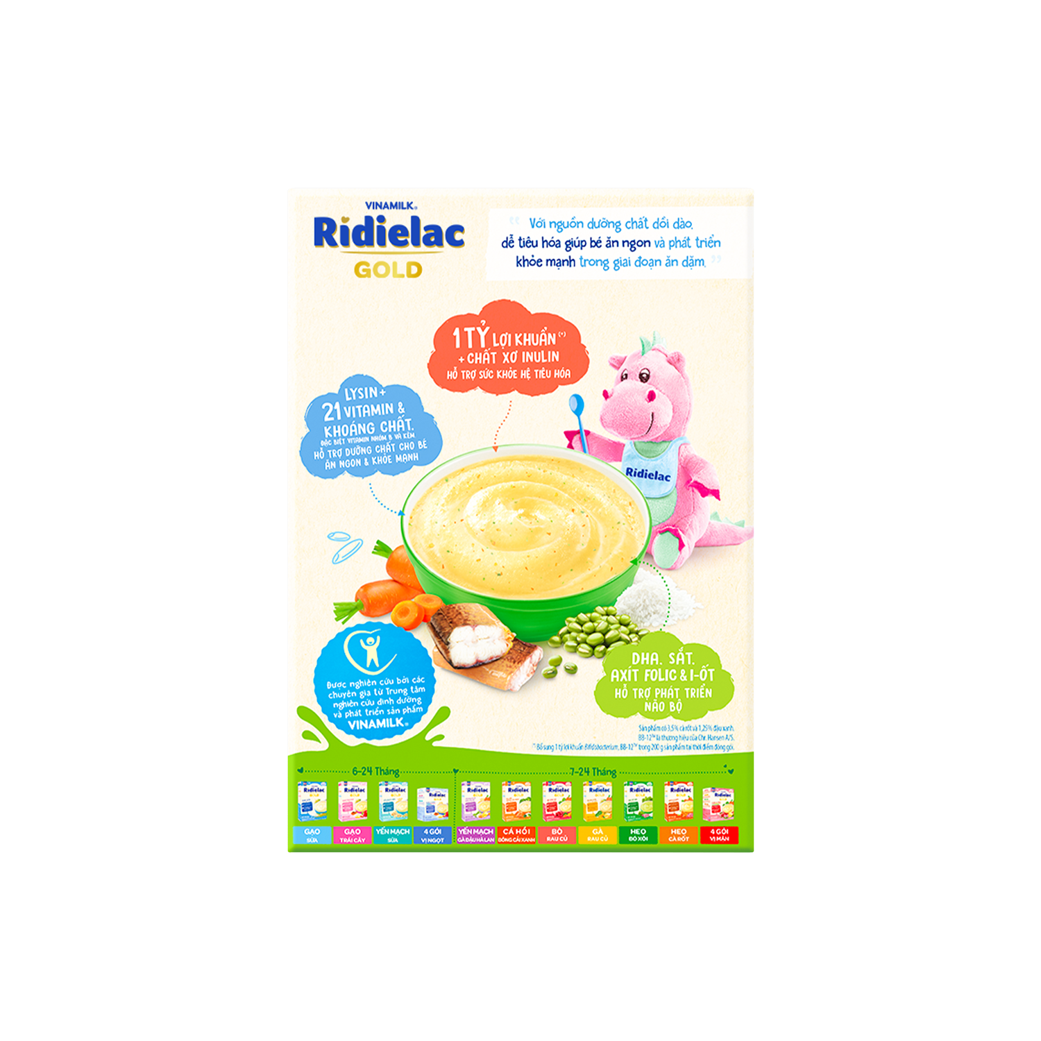 Bột ăn dặm Ridielac Gold Lươn Cà rốt Đậu xanh 200g