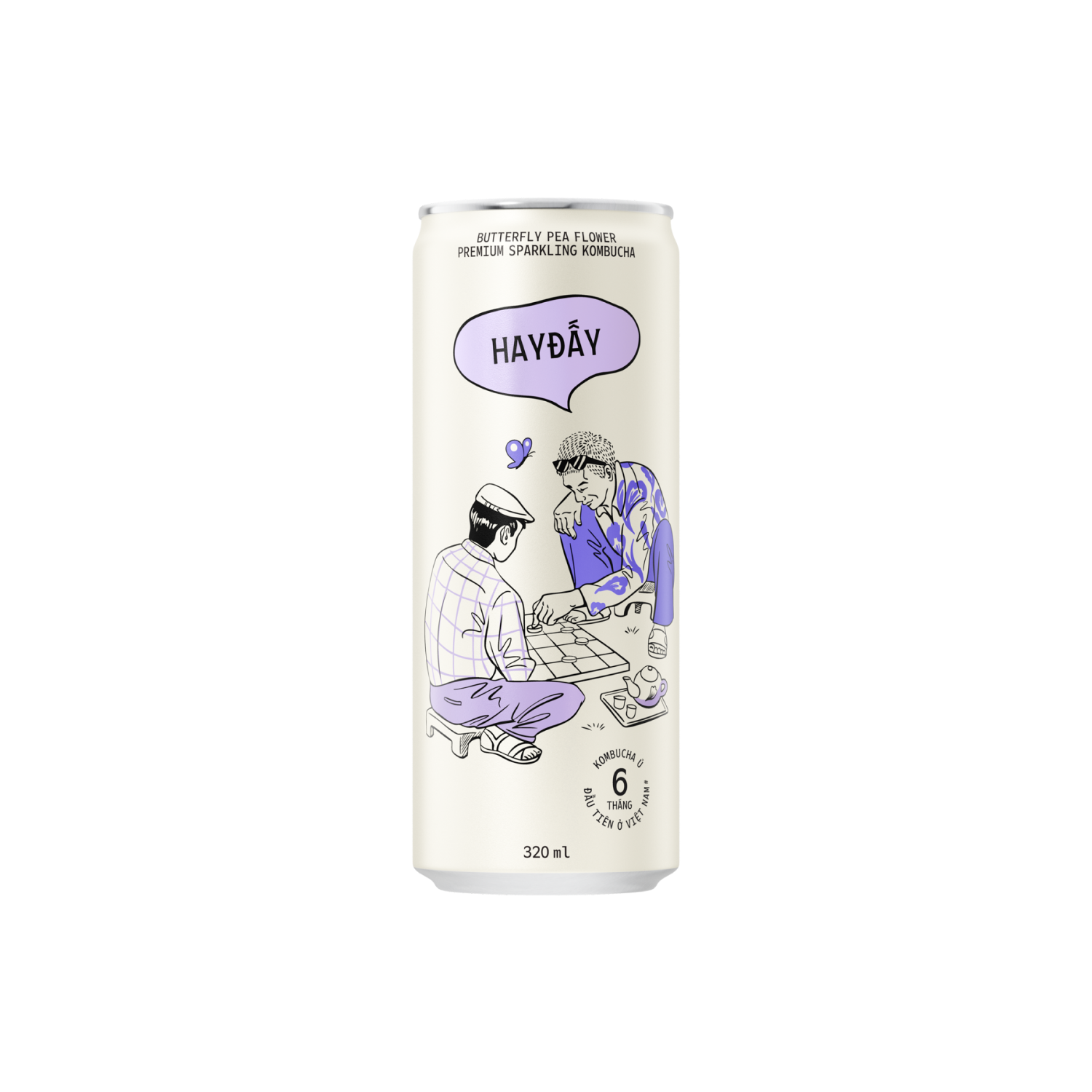 Kombucha Có Gaz HAYĐẤY Vị Hoa Đậu Biếc 320ml