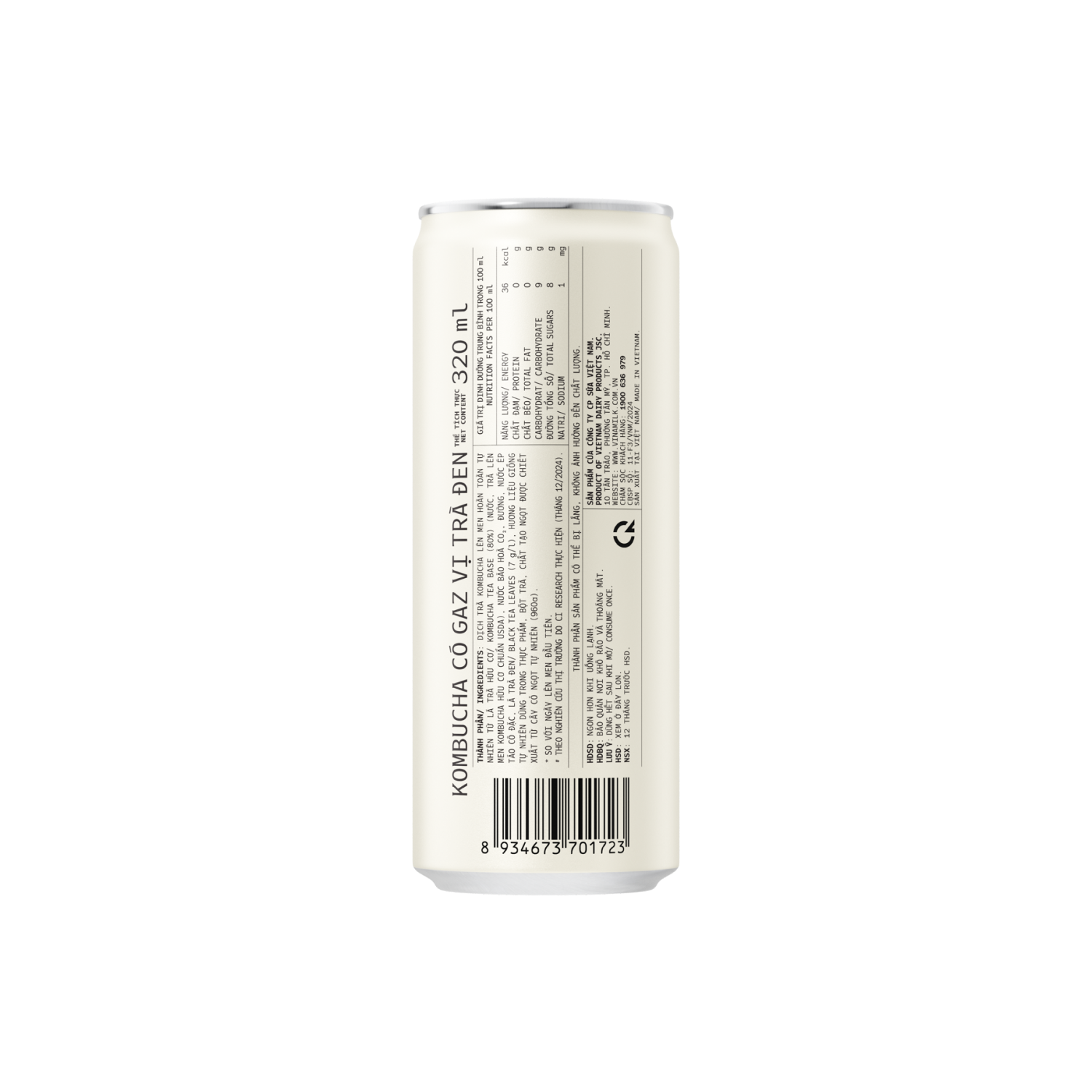 Kombucha Có Gaz HAYĐẤY Vị Trà Đen 320ml