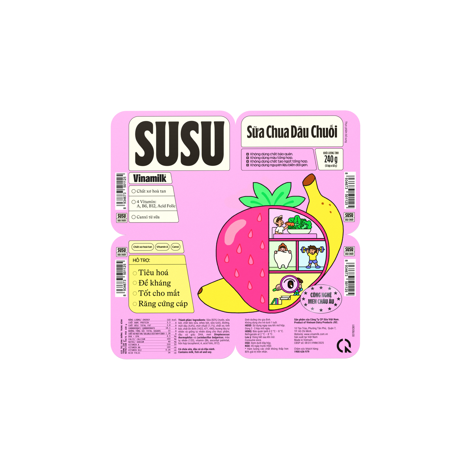 Sữa chua ăn SuSu IQ Dâu Chuối 60g