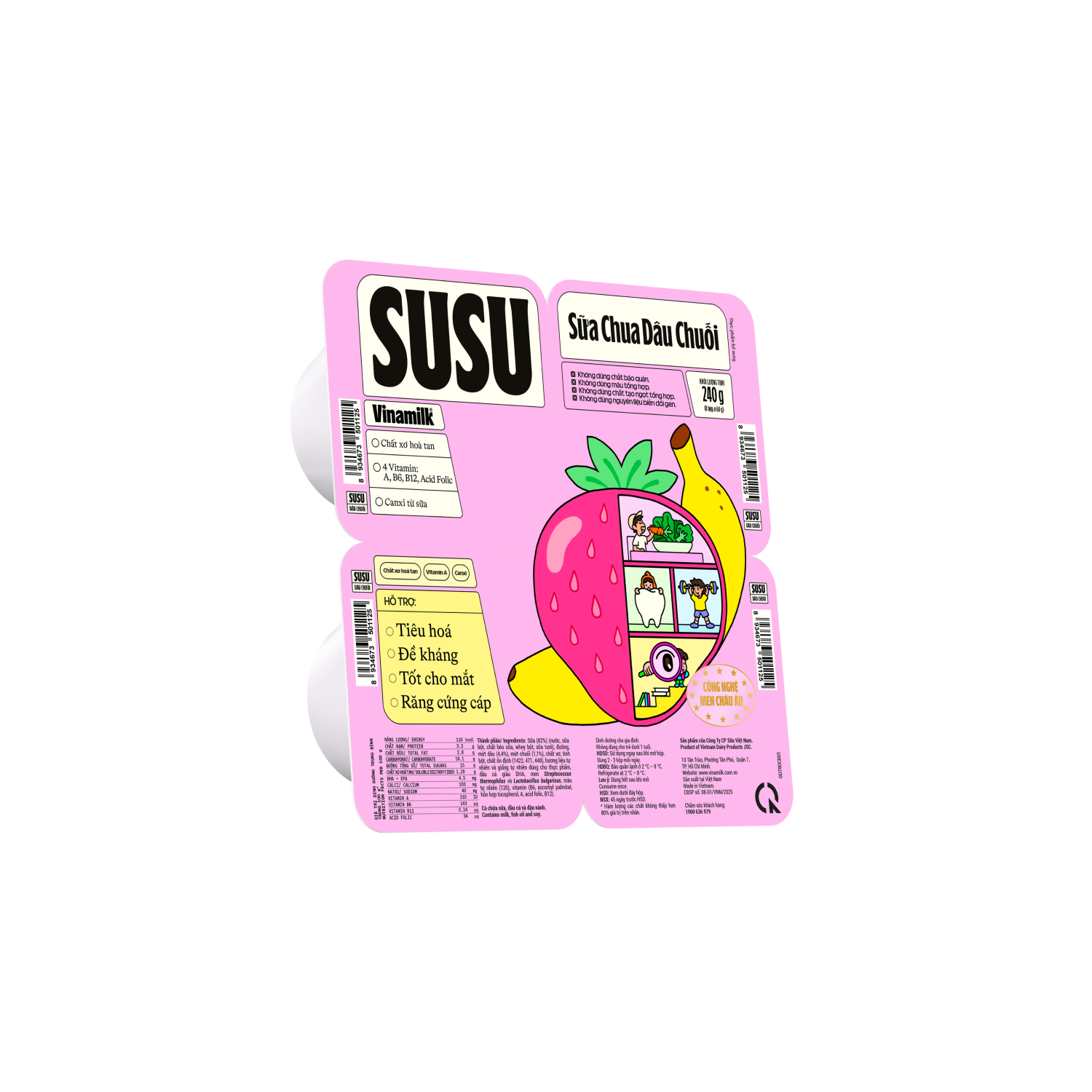 Sữa chua ăn SuSu IQ Dâu Chuối 60g