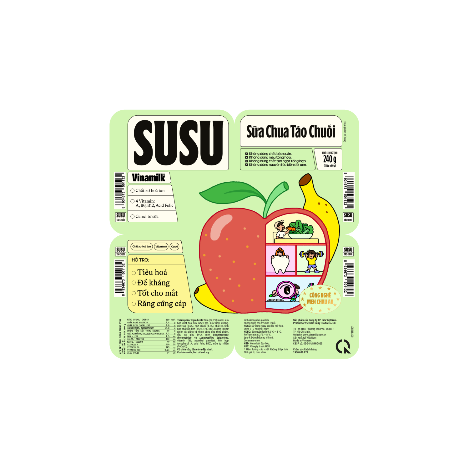 Sữa chua ăn SuSu IQ Táo Chuối 60g