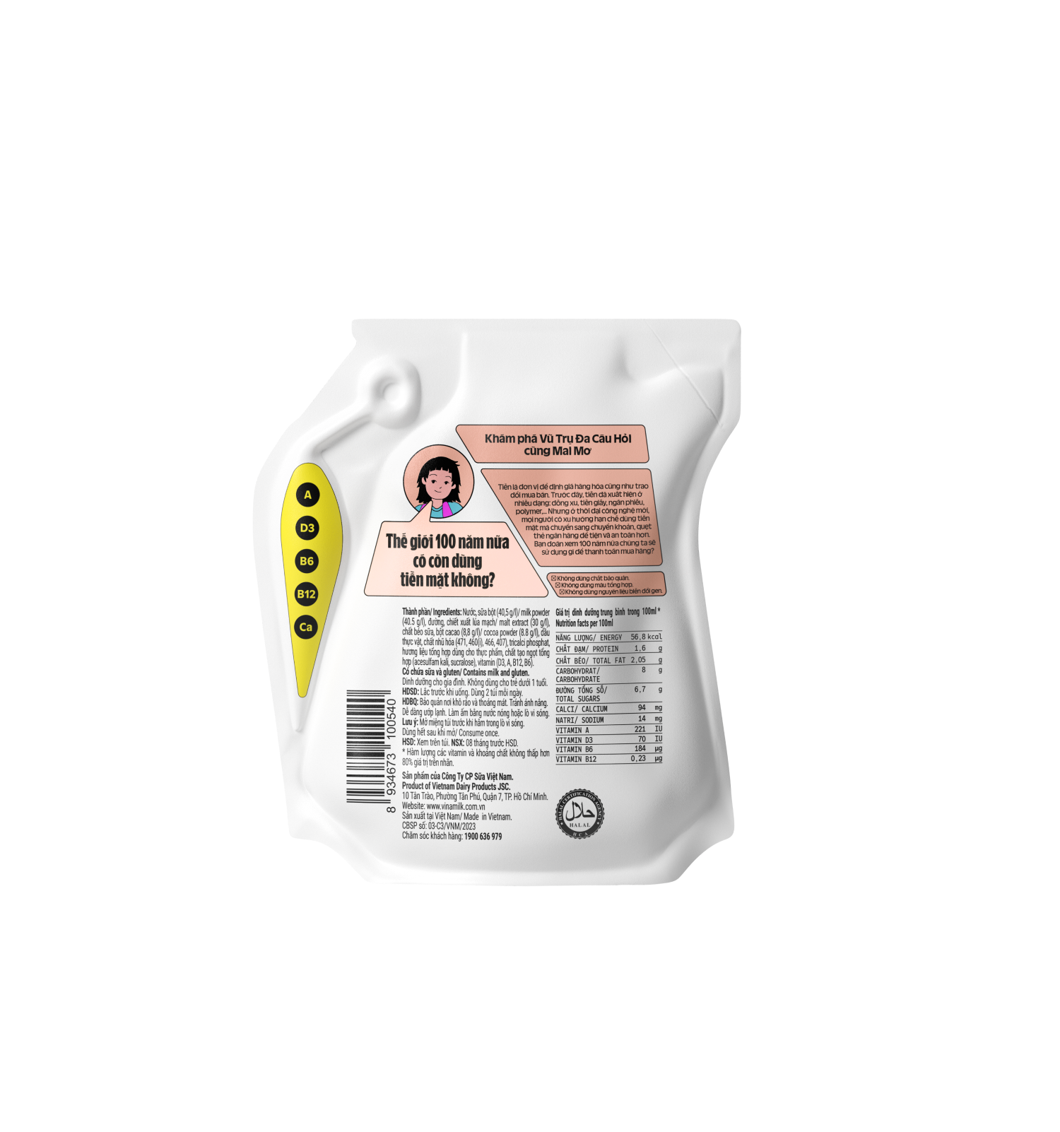 Sữa chua uống tiệt trùng SuSu Sôcôla Lúa mạch túi 110ml