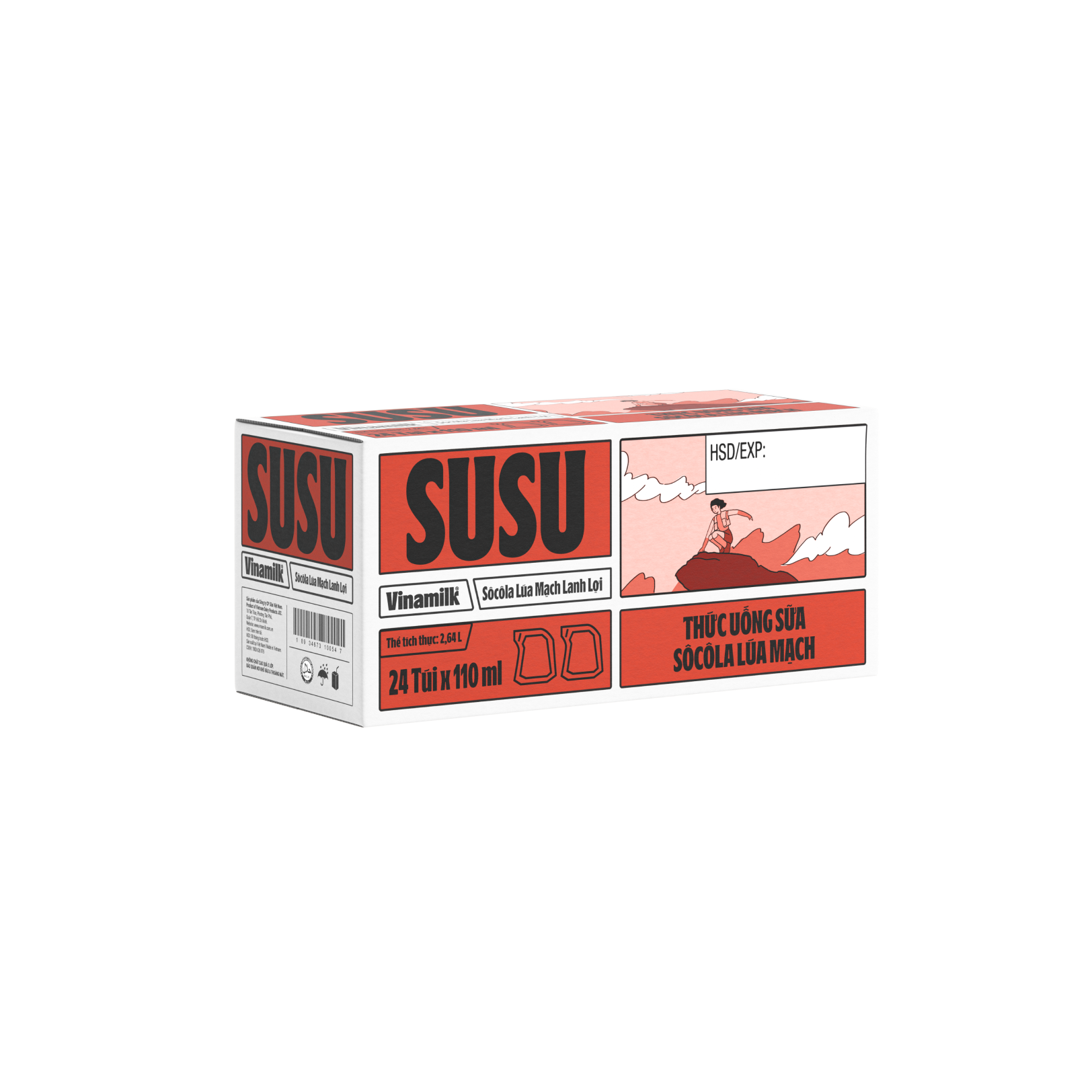 Sữa chua uống tiệt trùng SuSu Sôcôla Lúa mạch túi 110ml - thumbnail