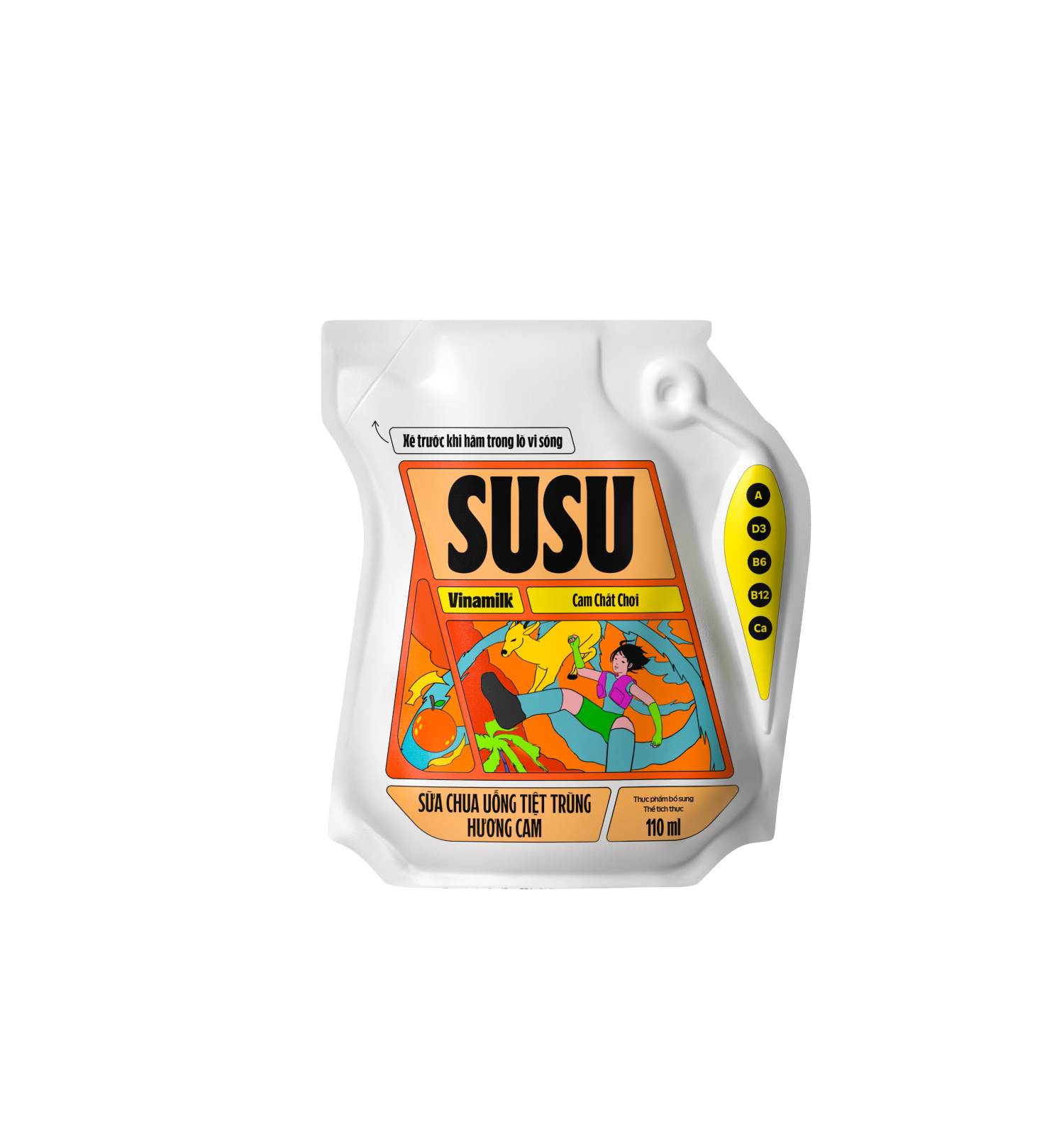 Sữa chua uống tiệt trùng SuSu Hương Cam Túi 110ml