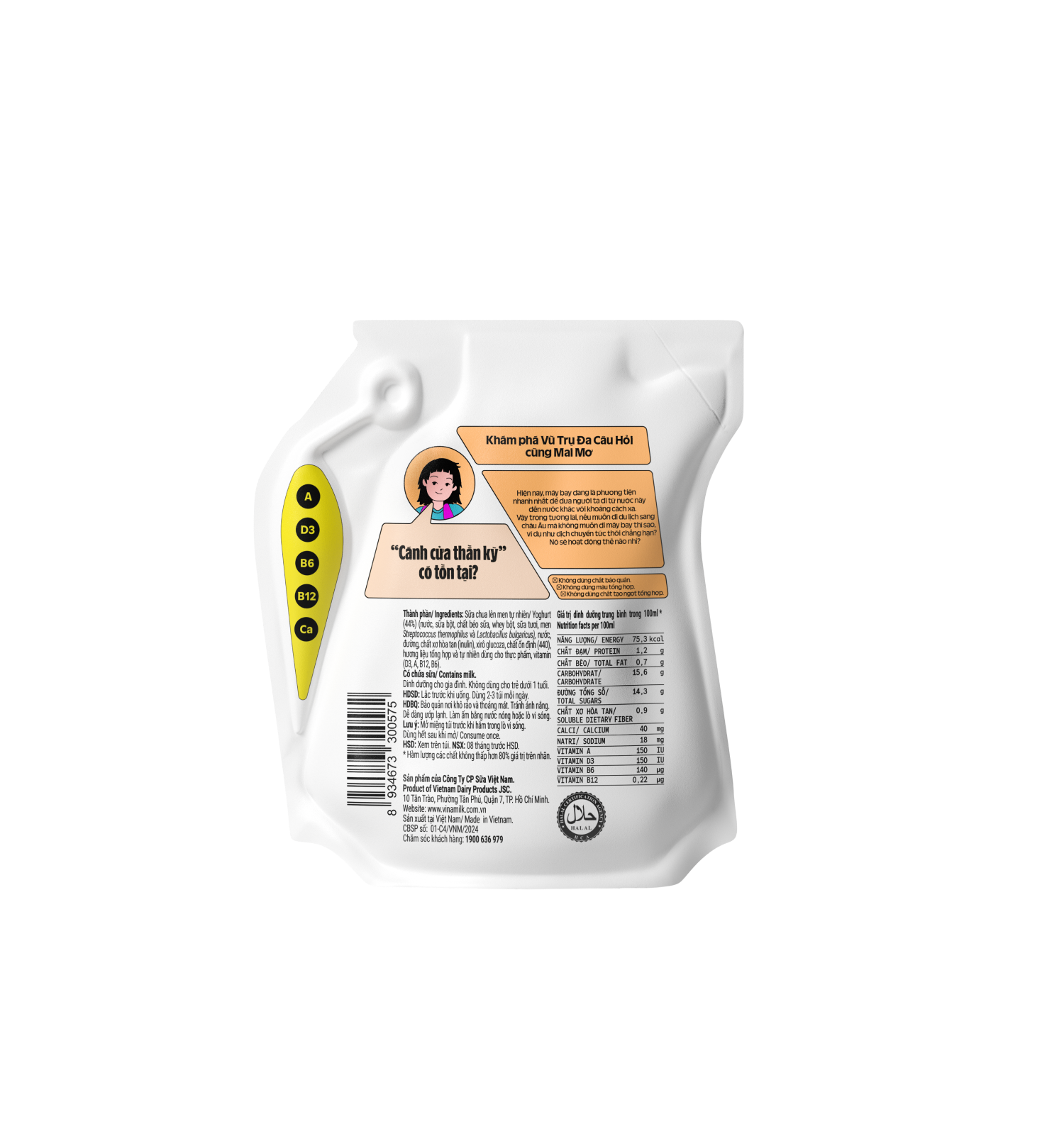 Sữa chua uống tiệt trùng SuSu Hương Cam Túi 110ml