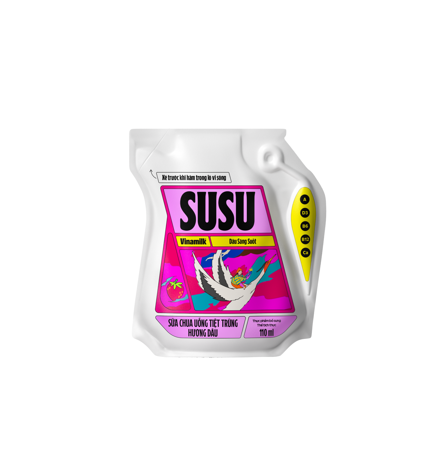 Sữa chua uống tiệt trùng SuSu Hương Dâu túi 110ml