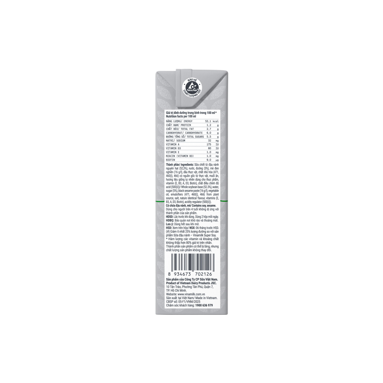 Sữa hạt Vinamilk Đậu nành mè đen 180ml - thumbnail