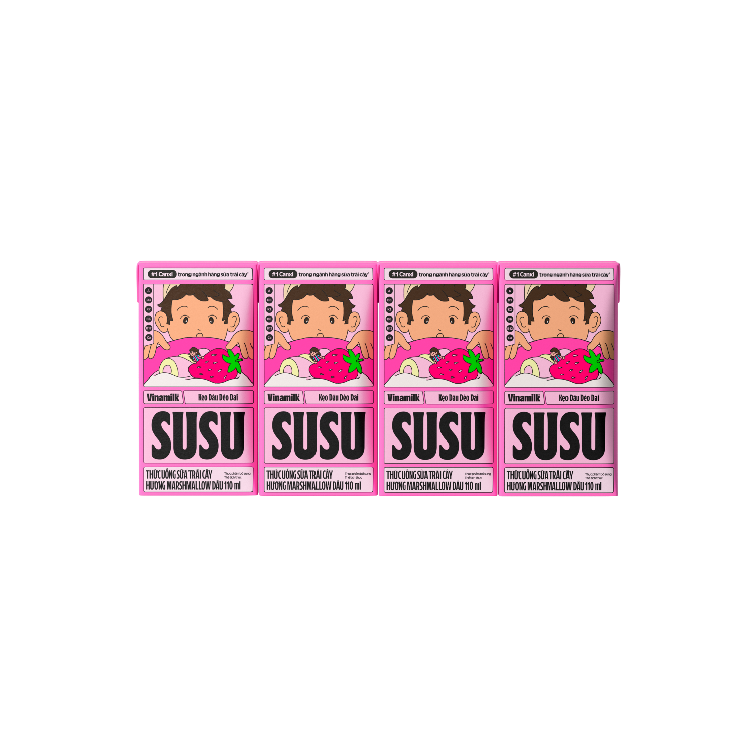 Thức uống sữa trái cây Susu Hương Mashmallow dâu 110ml