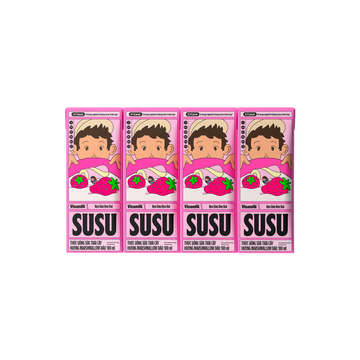 Thức uống sữa trái cây Susu Hương Mashmallow dâu 180ml - thumbnail