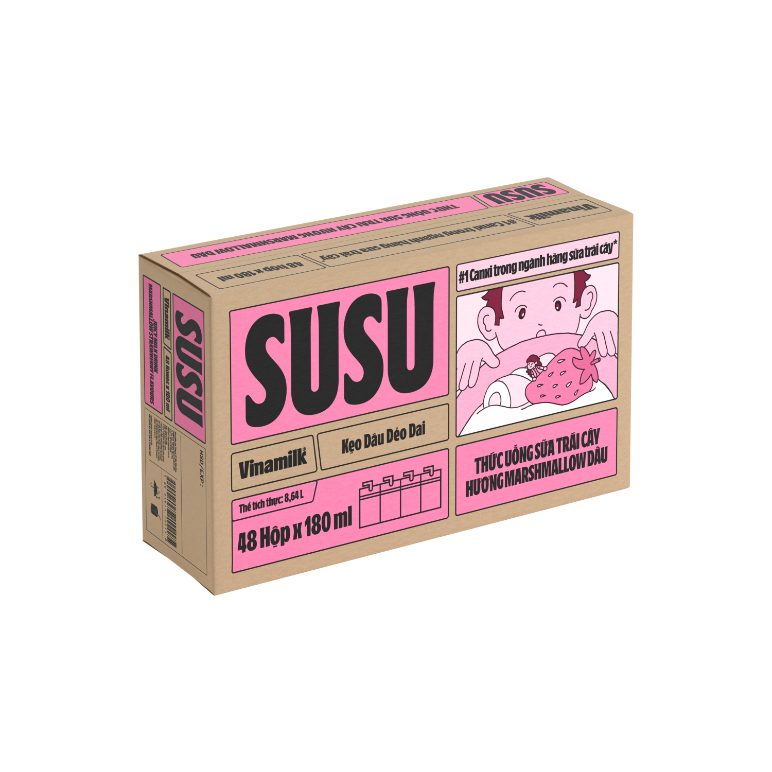 Thức uống sữa trái cây Susu Hương Mashmallow dâu 180ml - thumbnail