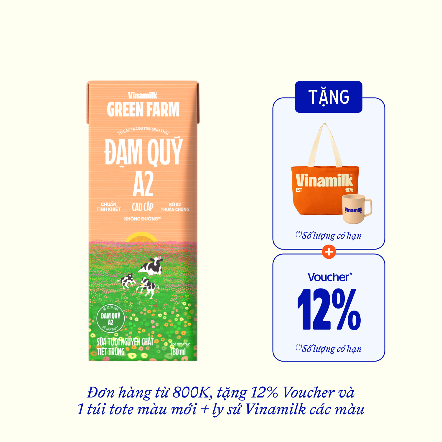 Sữa tươi tiệt trùng Green Farm A2 không đường 180ml - thumbnail