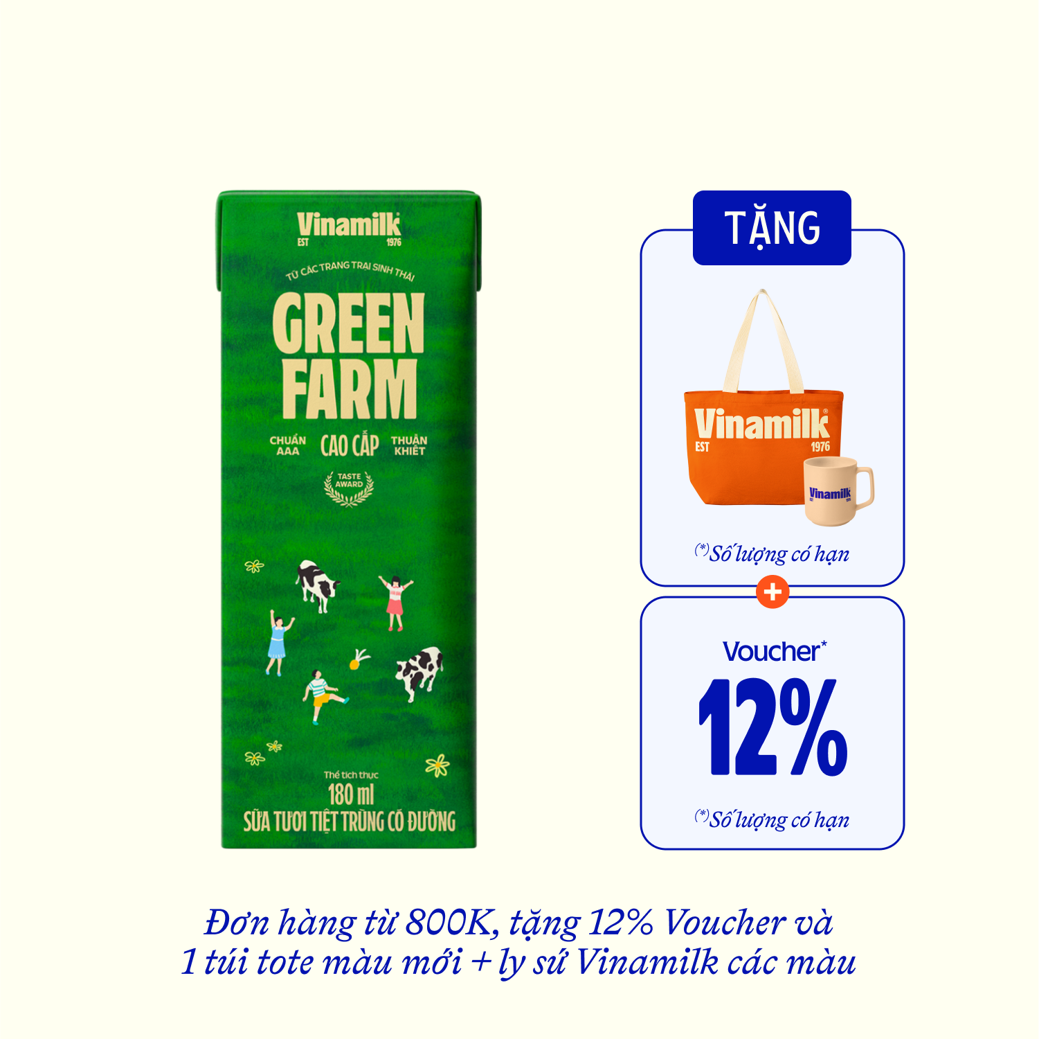 UHT Fresh Milk Green Farm Sweetened 180ml