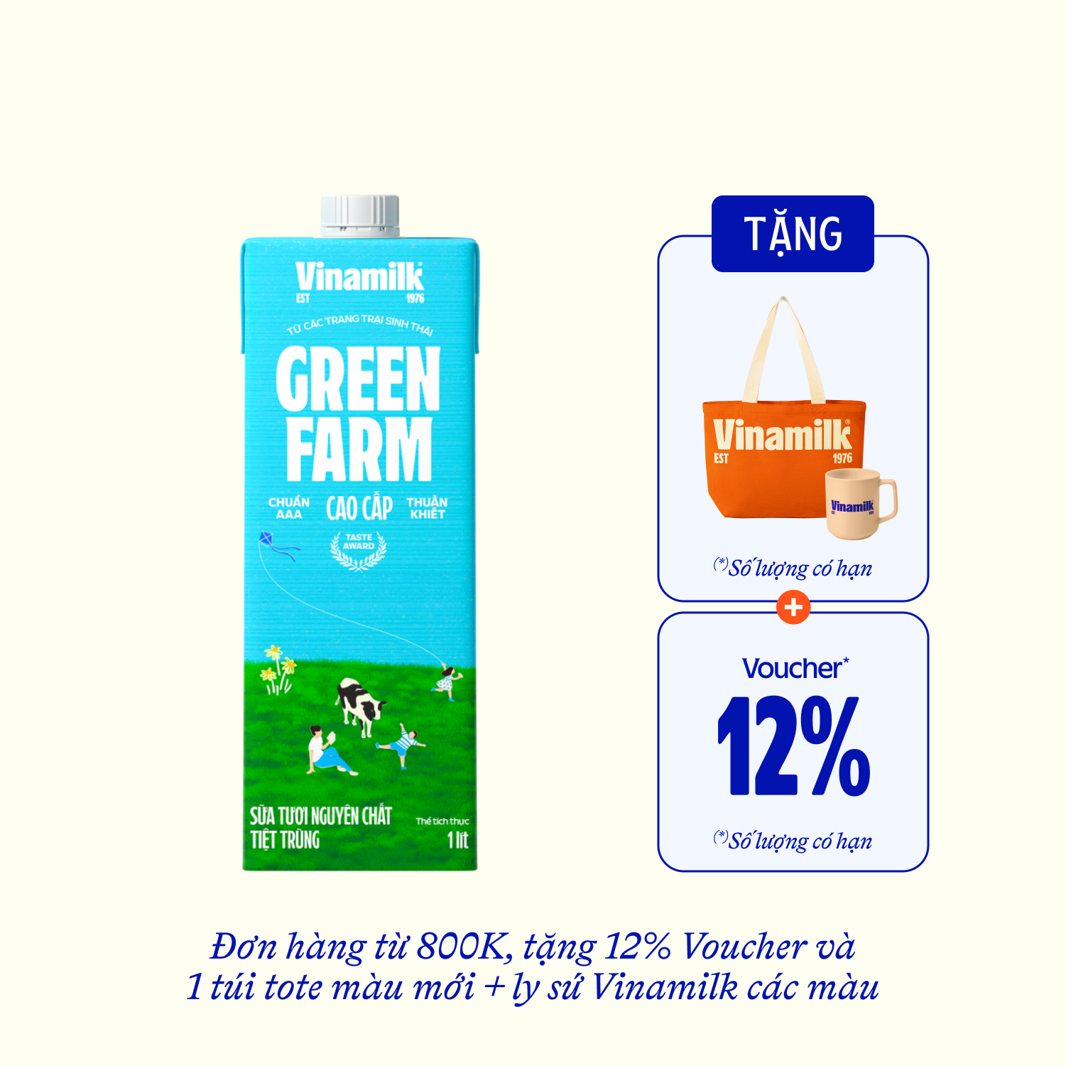 UHT Fresh Milk Green Farm Unsweetened 1L - thumbnail