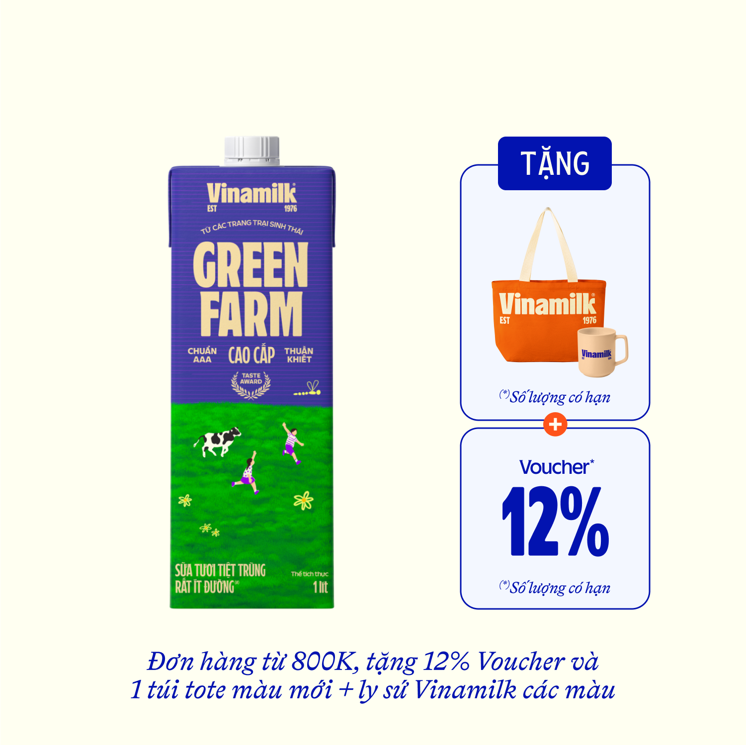 UHT Fresh Milk Green Farm Very Low Sugar 1L