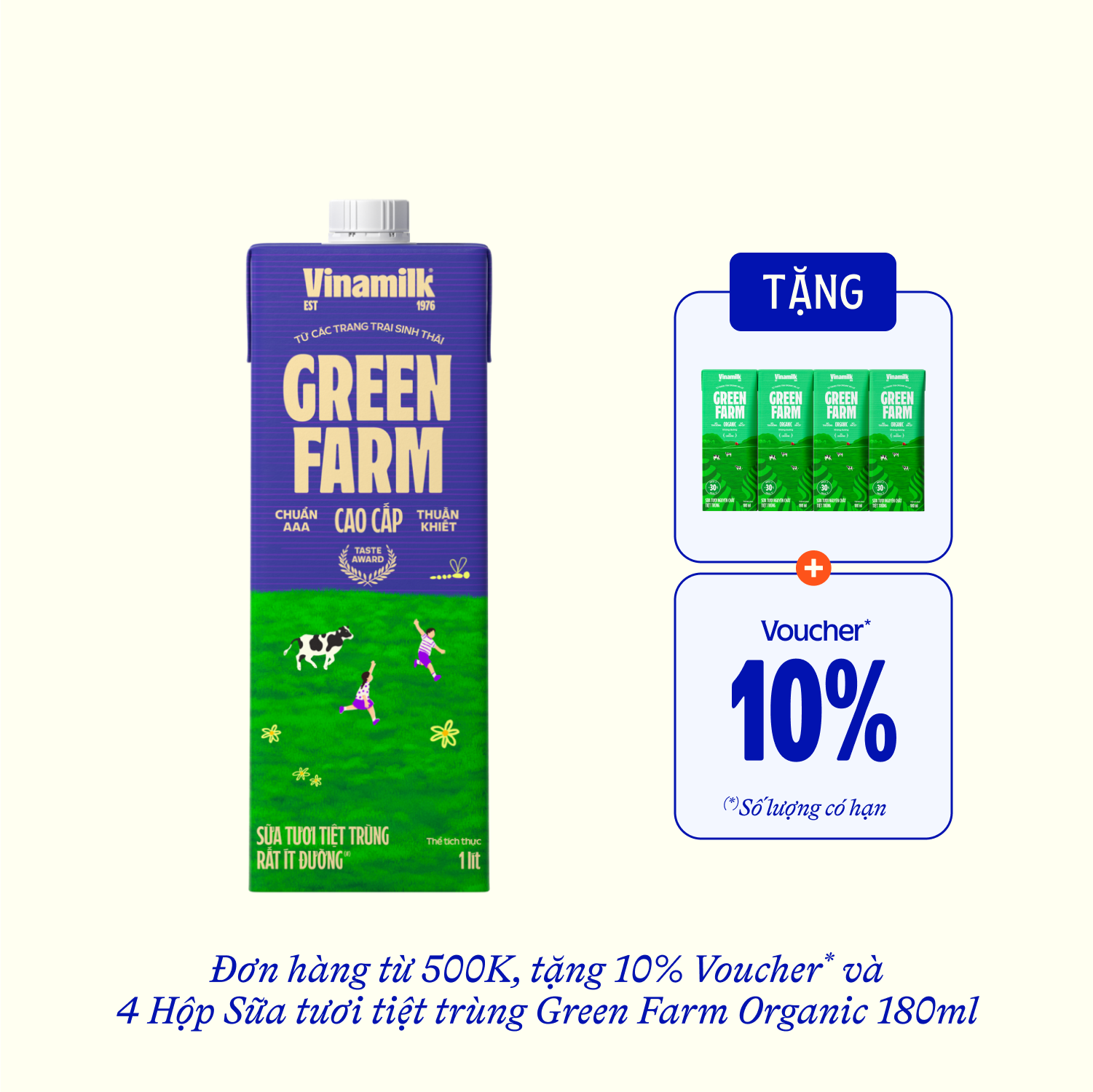 UHT Fresh Milk Green Farm Very Low Sugar 1L