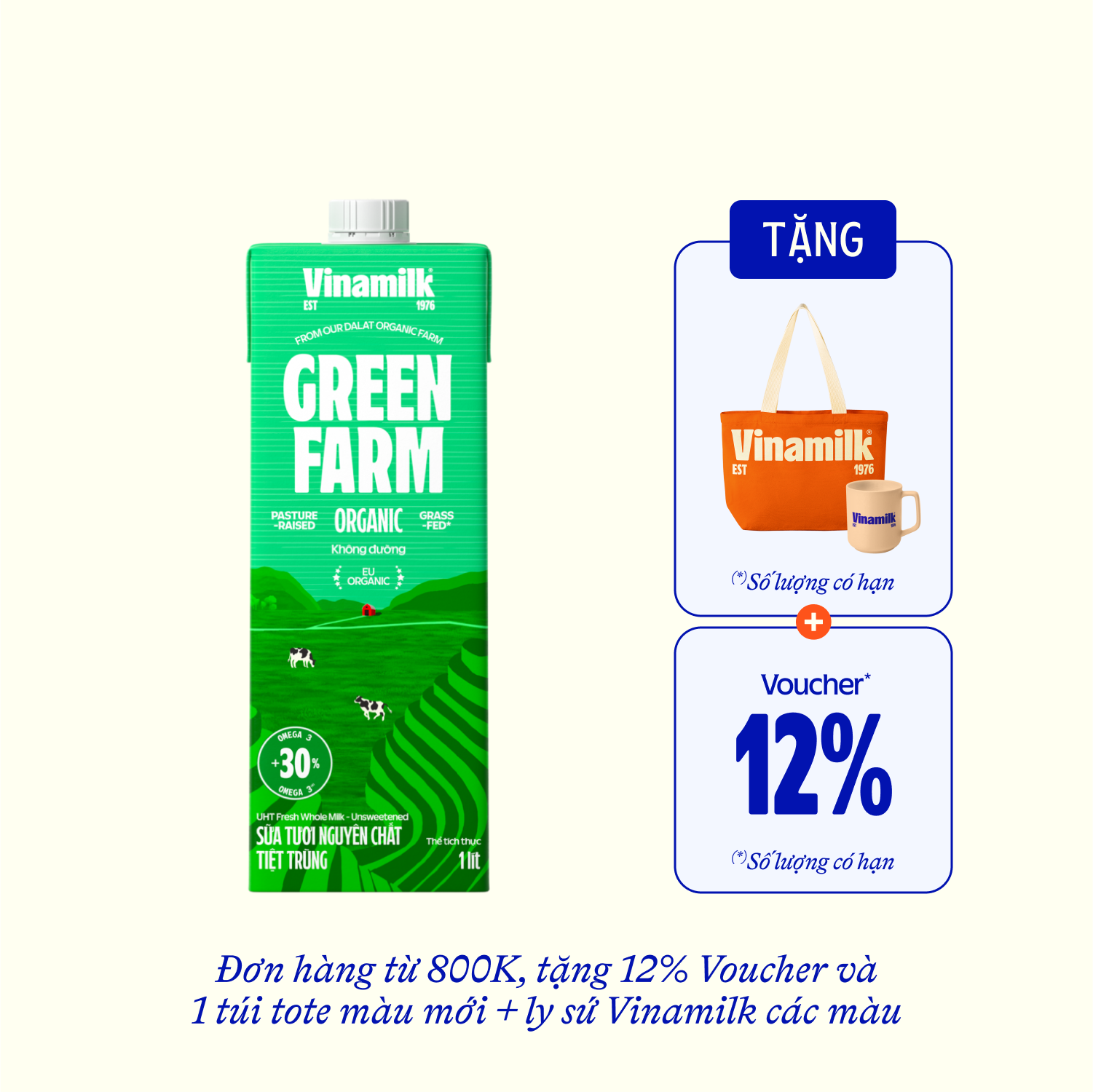 UHT Fresh Milk Green Farm Organic 1L - thumbnail