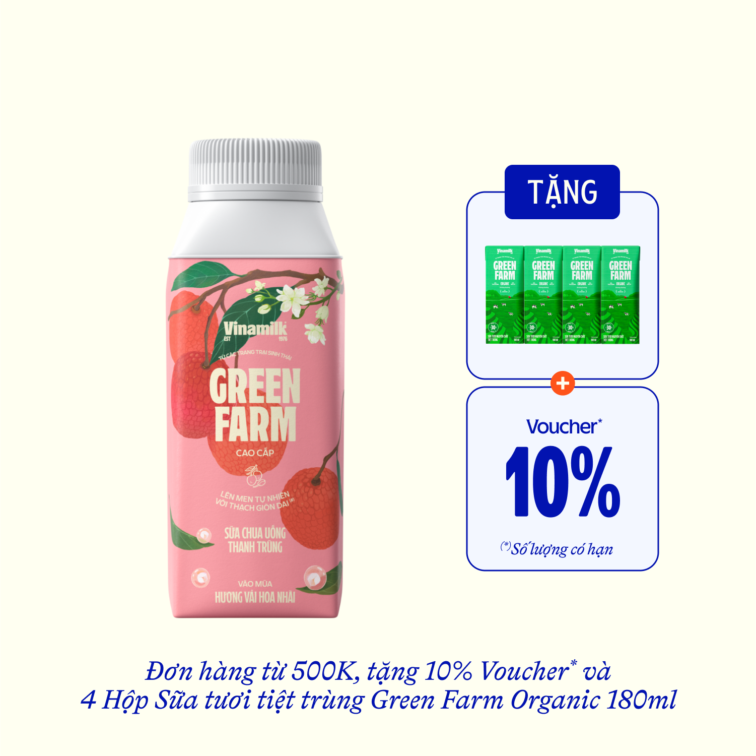 Pasteurized Drinking Yoghurt Green Farm Lychee & Jasmine Flavours 200ml