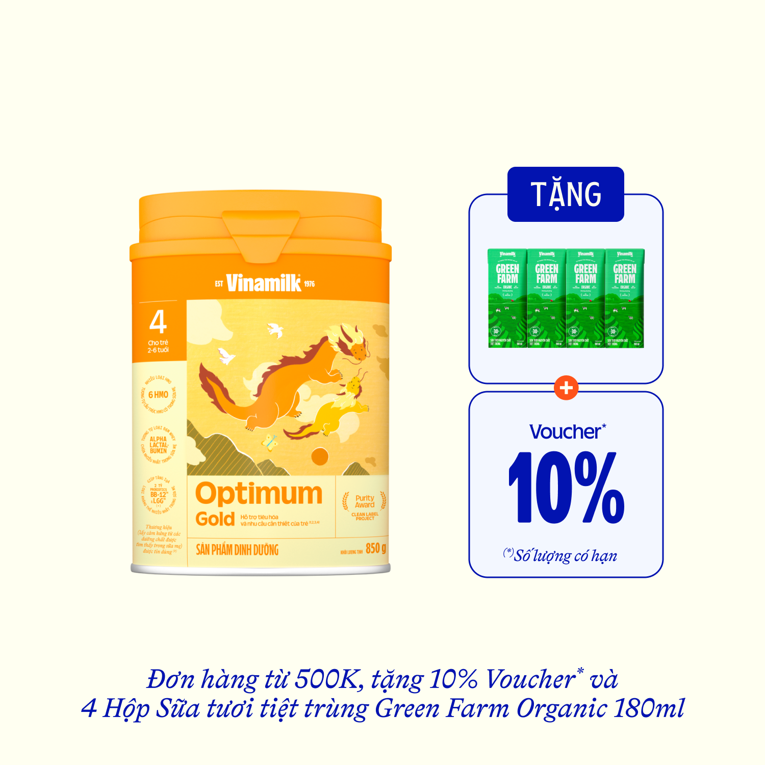 Sữa bột trẻ em Optimum Gold 4 (2-6 tuổi) 850g - thumbnail