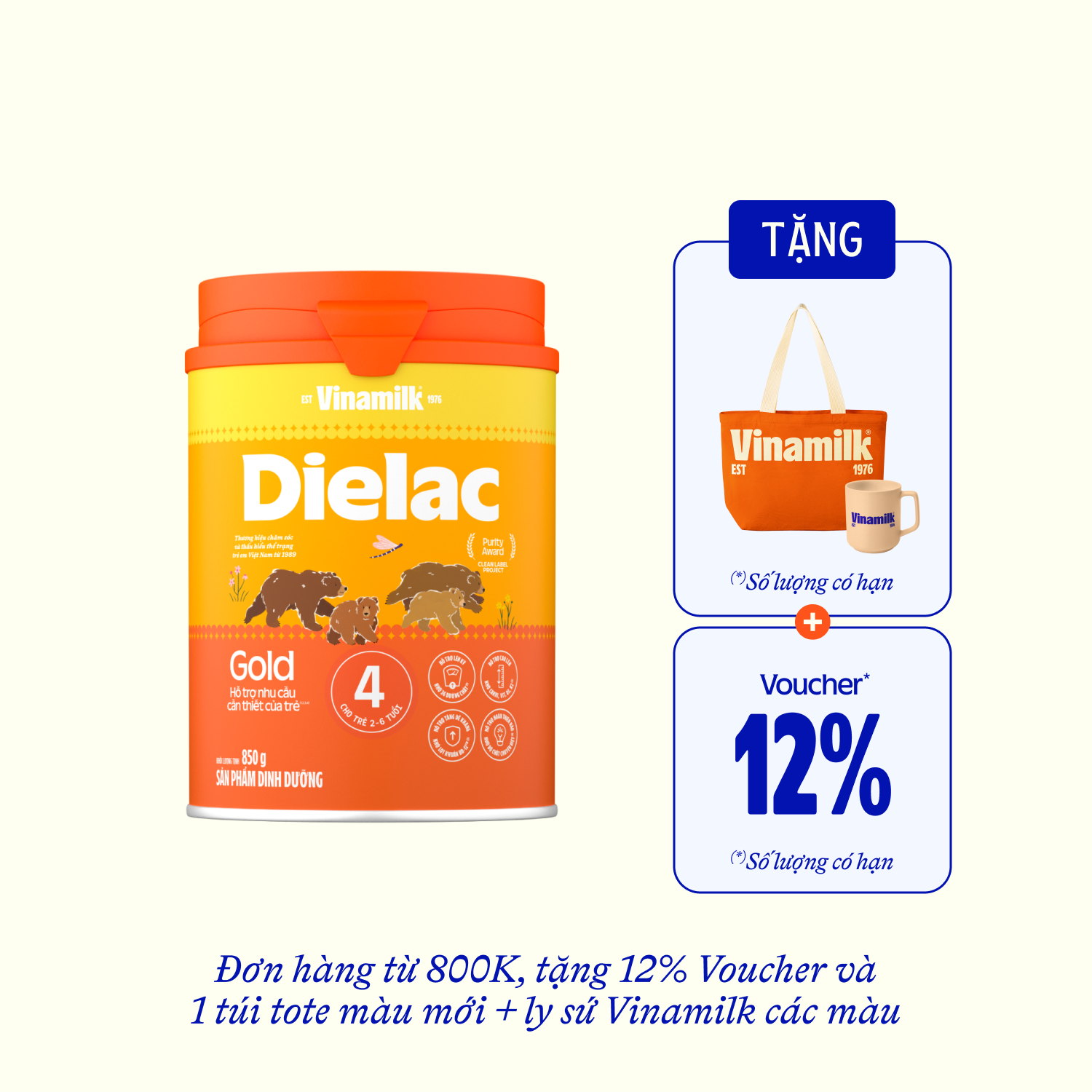 Sữa bột trẻ em Dielac Gold 4 (2-6 tuổi) 850g - thumbnail