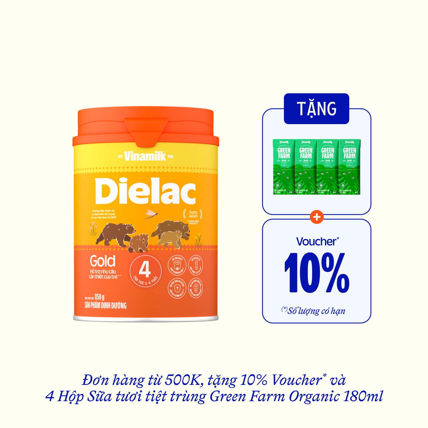 Sữa bột trẻ em Dielac Gold 4 (2-6 tuổi) 850g - thumbnail