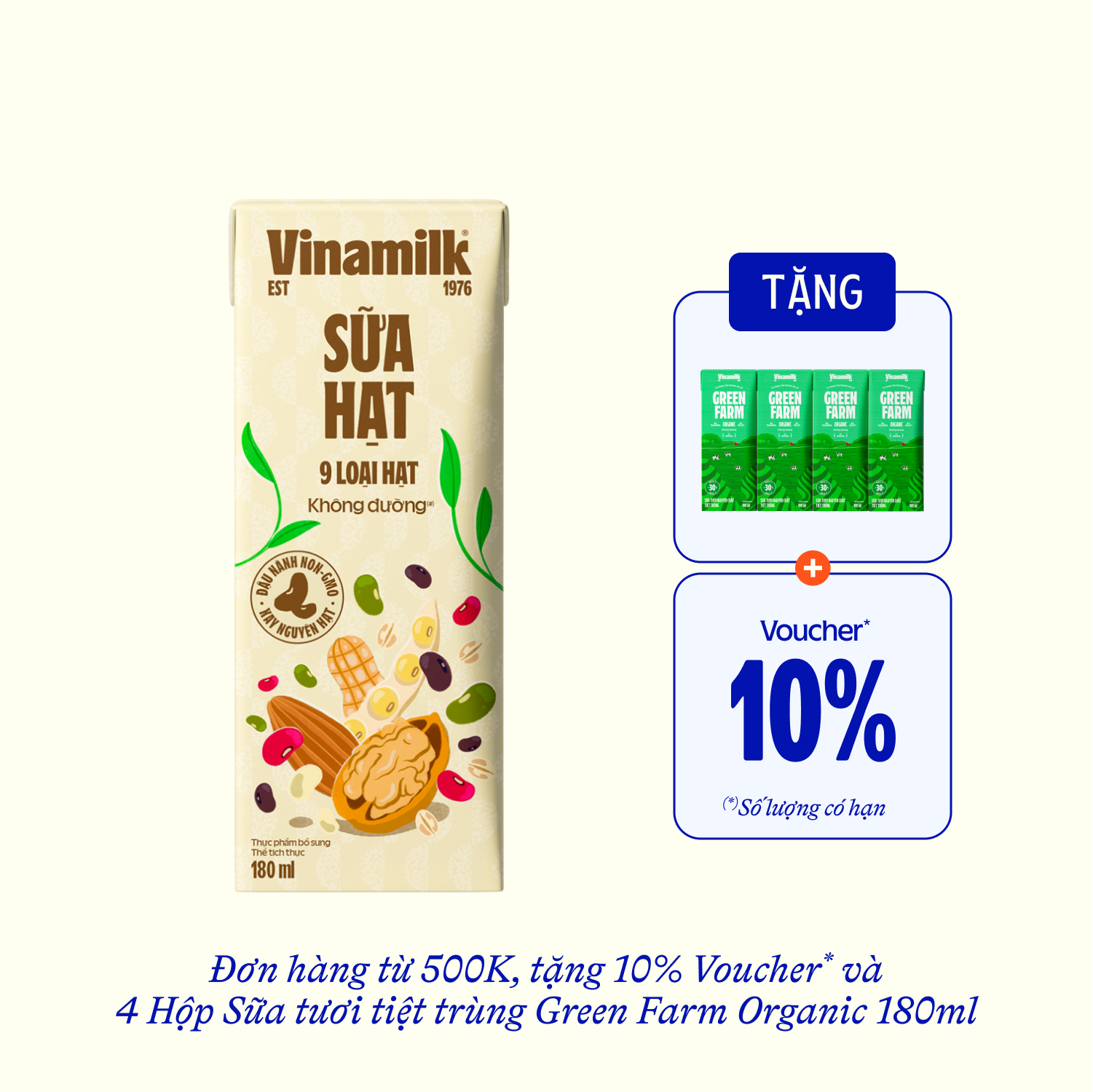Nut Milk Vinamilk Unsweetened 9 Seeds  180ml - thumbnail