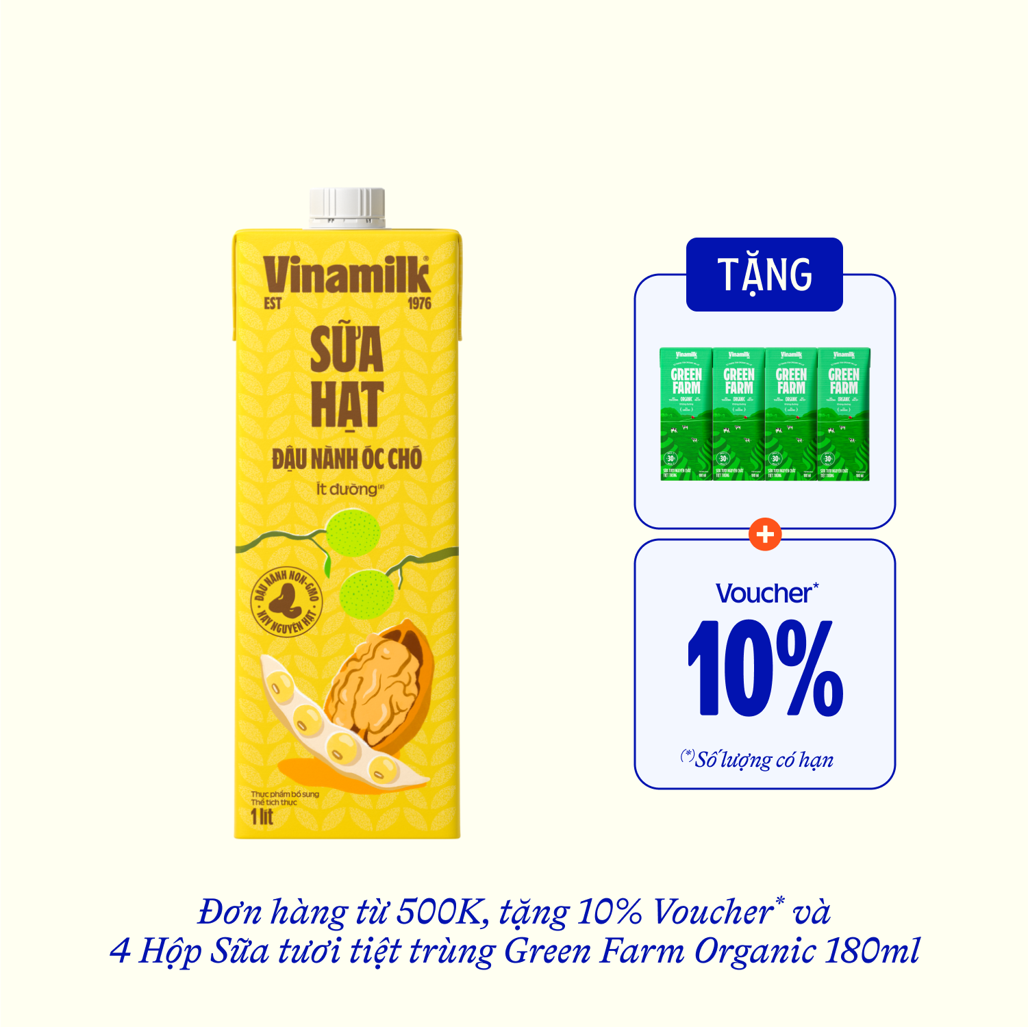 Sữa hạt Vinamilk Đậu nành Óc chó 1L - thumbnail