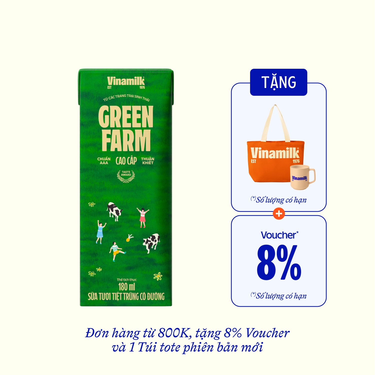 Sữa tươi tiệt trùng Green Farm Có đường 180ml