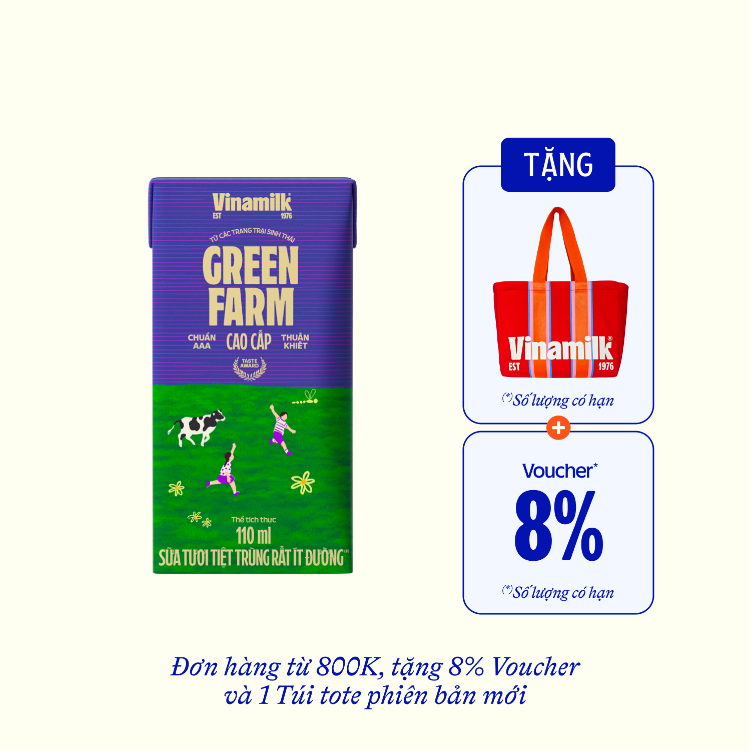 Sữa tươi tiệt trùng Green Farm Rất ít đường 110ml - thumbnail