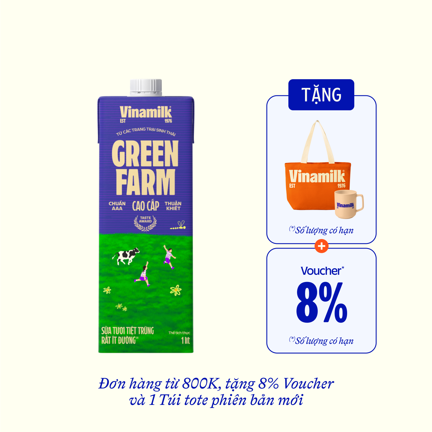 Sữa tươi tiệt trùng Green Farm Rất ít đường 1L - thumbnail