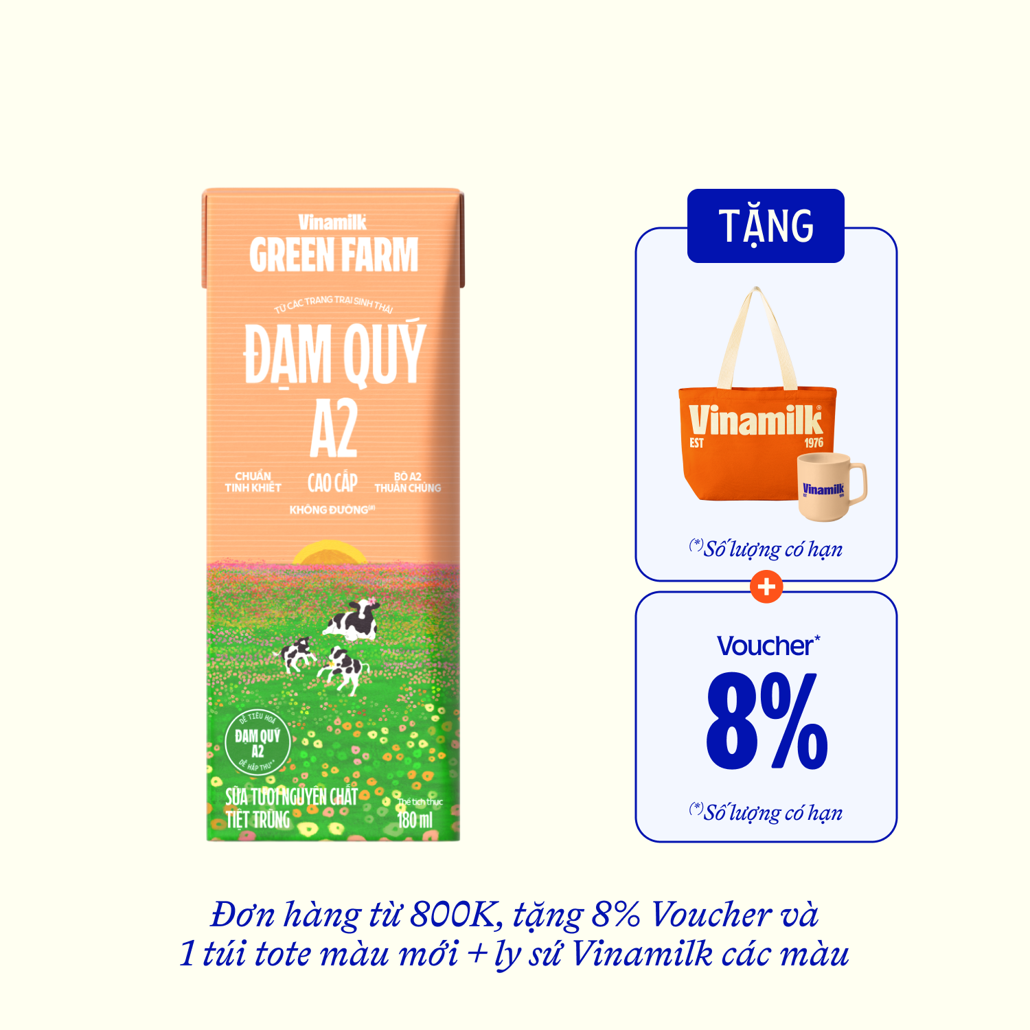 Sữa tươi tiệt trùng Green Farm A2 không đường 180ml - thumbnail