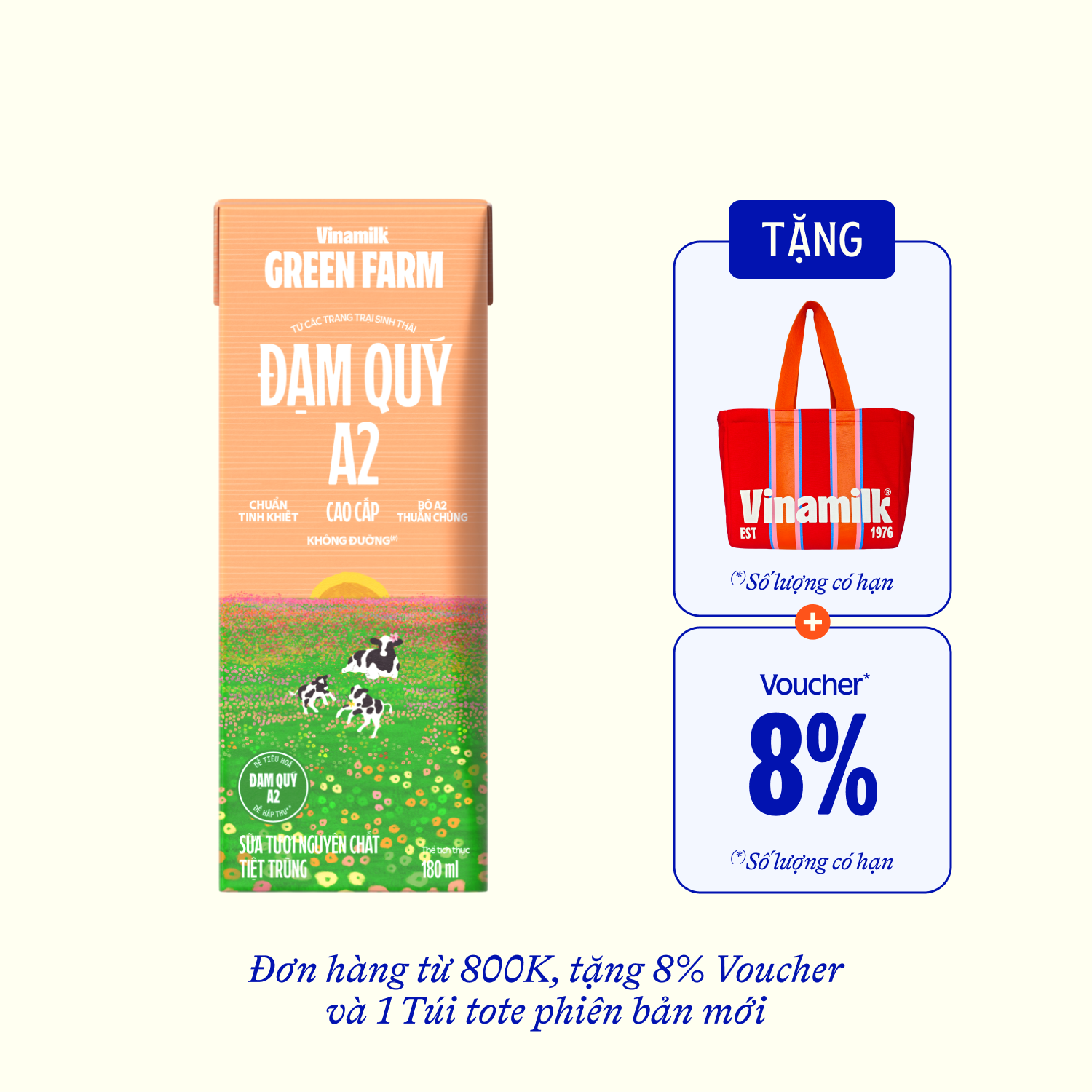 Sữa tươi tiệt trùng Green Farm A2 không đường 180ml