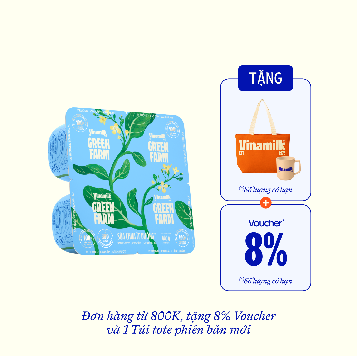 Sữa chua ăn Green Farm Ít đường 100g