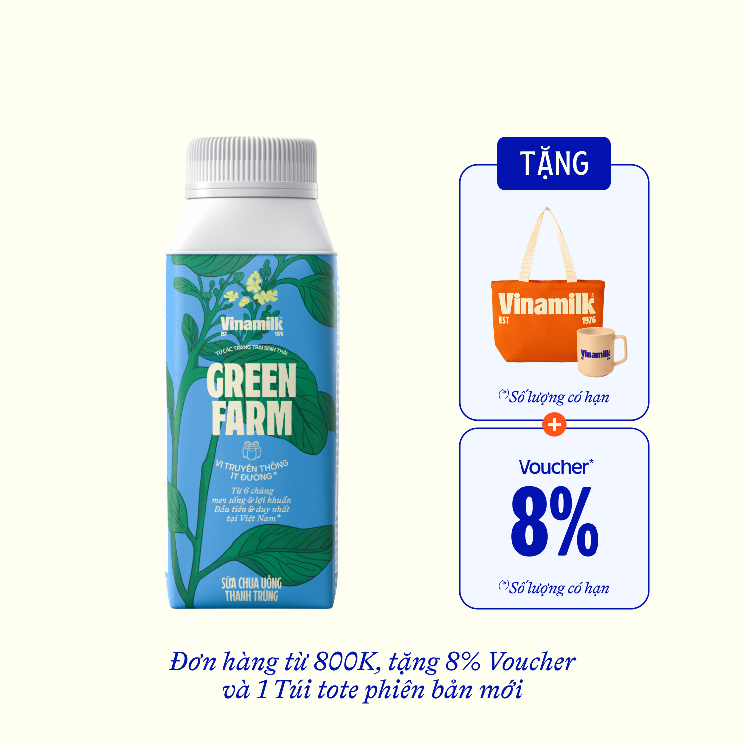Sữa chua uống thanh trùng Green Farm Ít Đường 200ml - thumbnail
