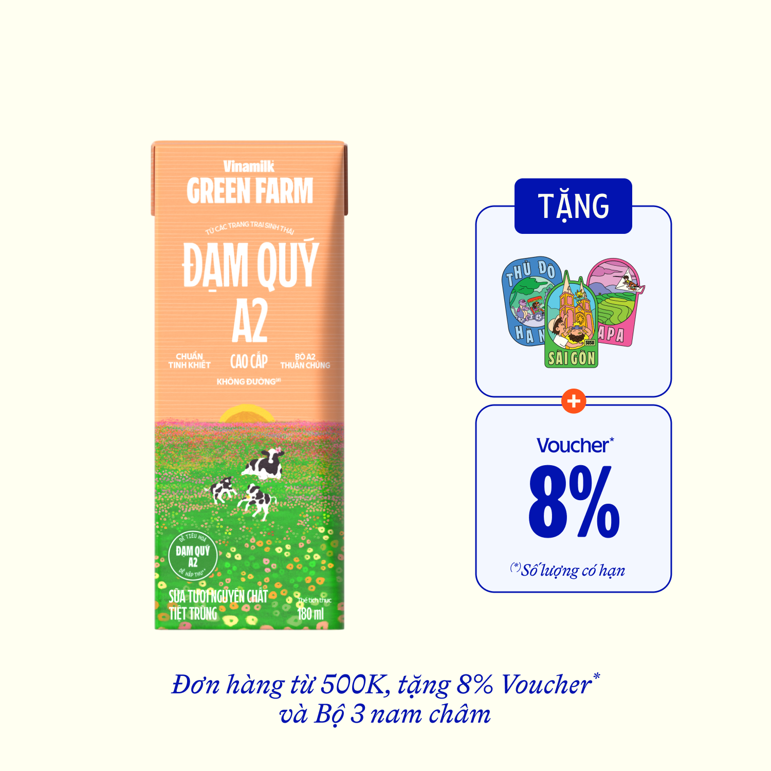 Sữa tươi tiệt trùng Green Farm A2 không đường 180ml