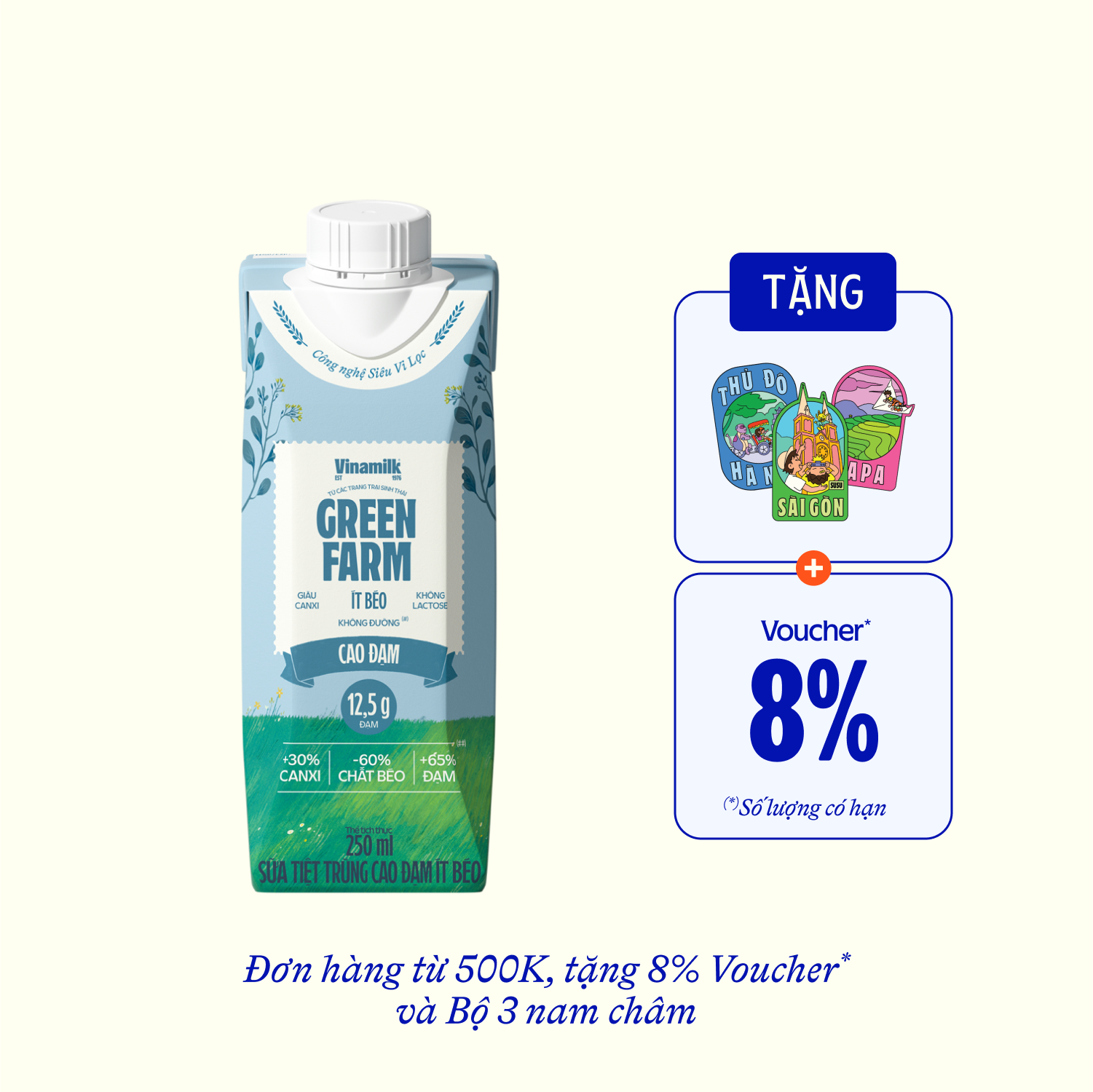 Sữa tươi tiệt trùng Green Farm Cao đạm ít béo 250ml - thumbnail