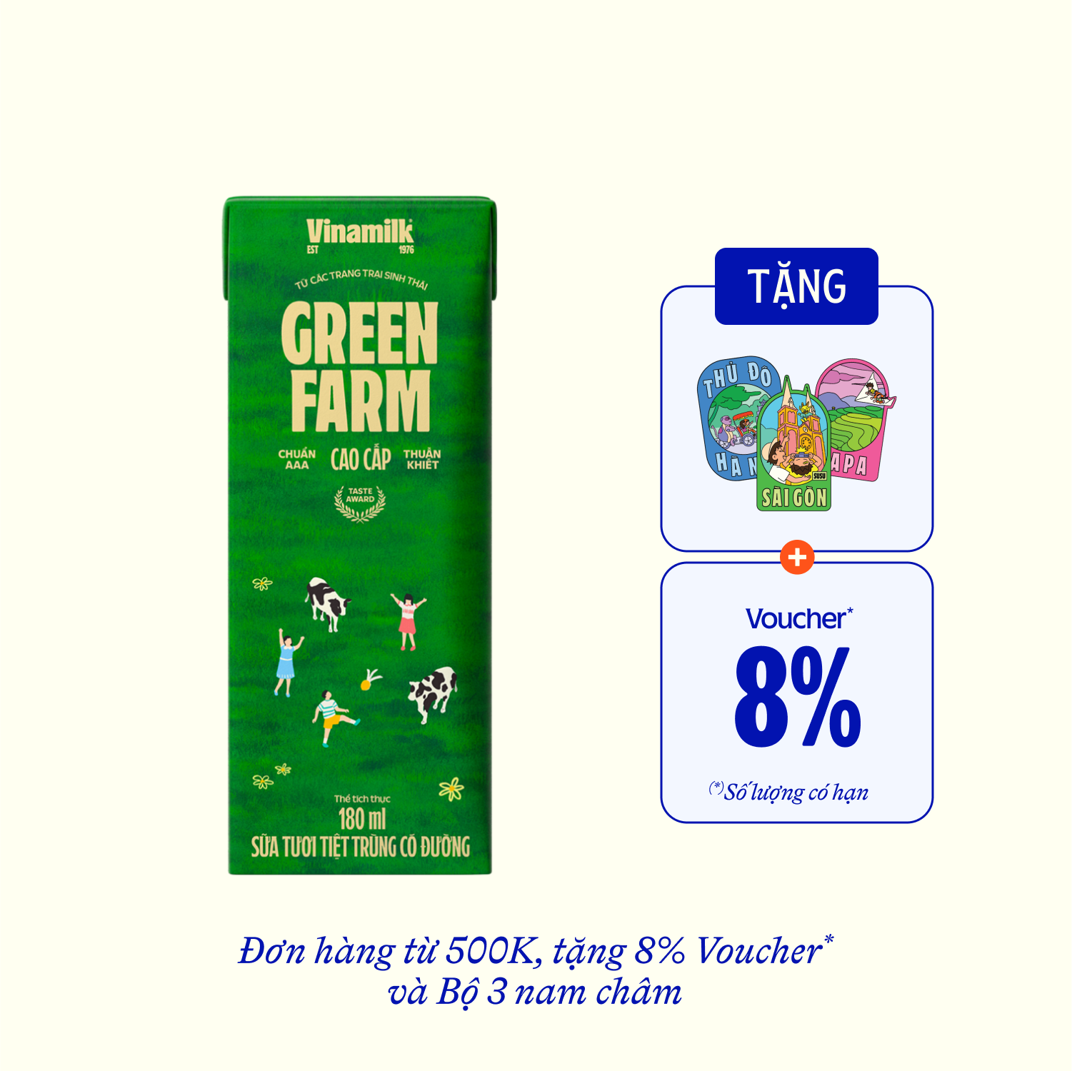 UHT Fresh Milk Green Farm Sweetened 180ml - thumbnail