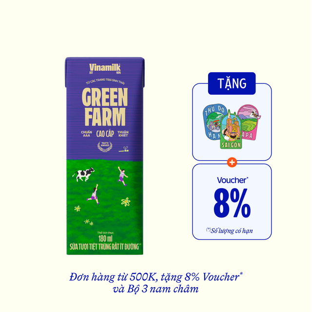 Sữa tươi tiệt trùng Green Farm Rất ít đường 180ml - thumbnail