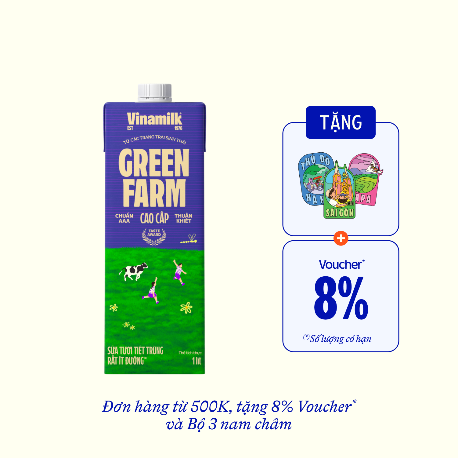 Sữa tươi tiệt trùng Green Farm Rất ít đường 1L