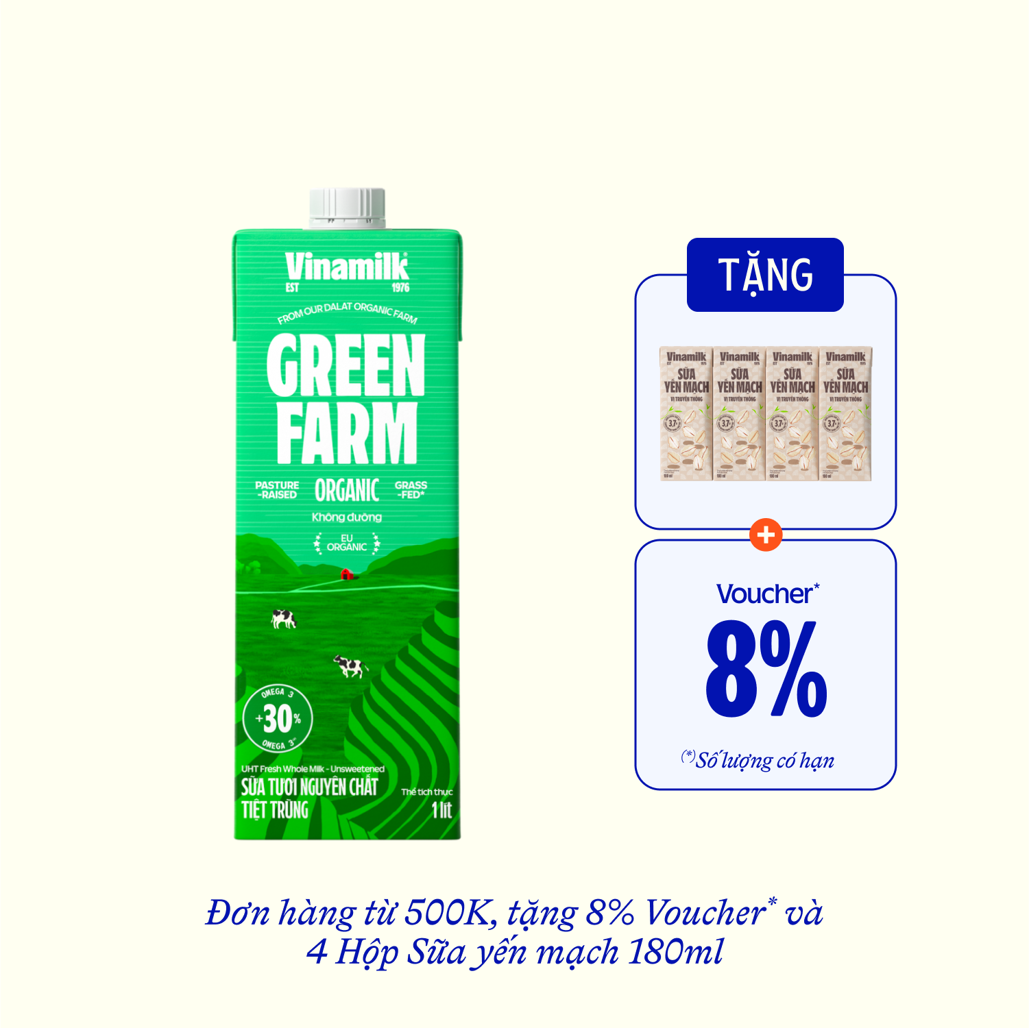 UHT Fresh Milk Green Farm Organic 1L