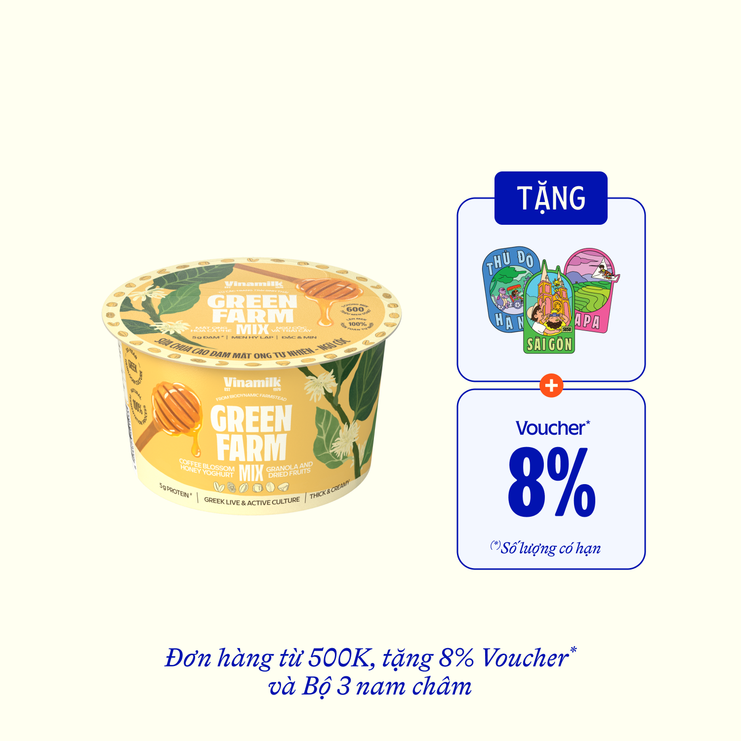 Sữa chua ăn Green Farm Cao đạm mật ong tự nhiên ngũ cốc 123g