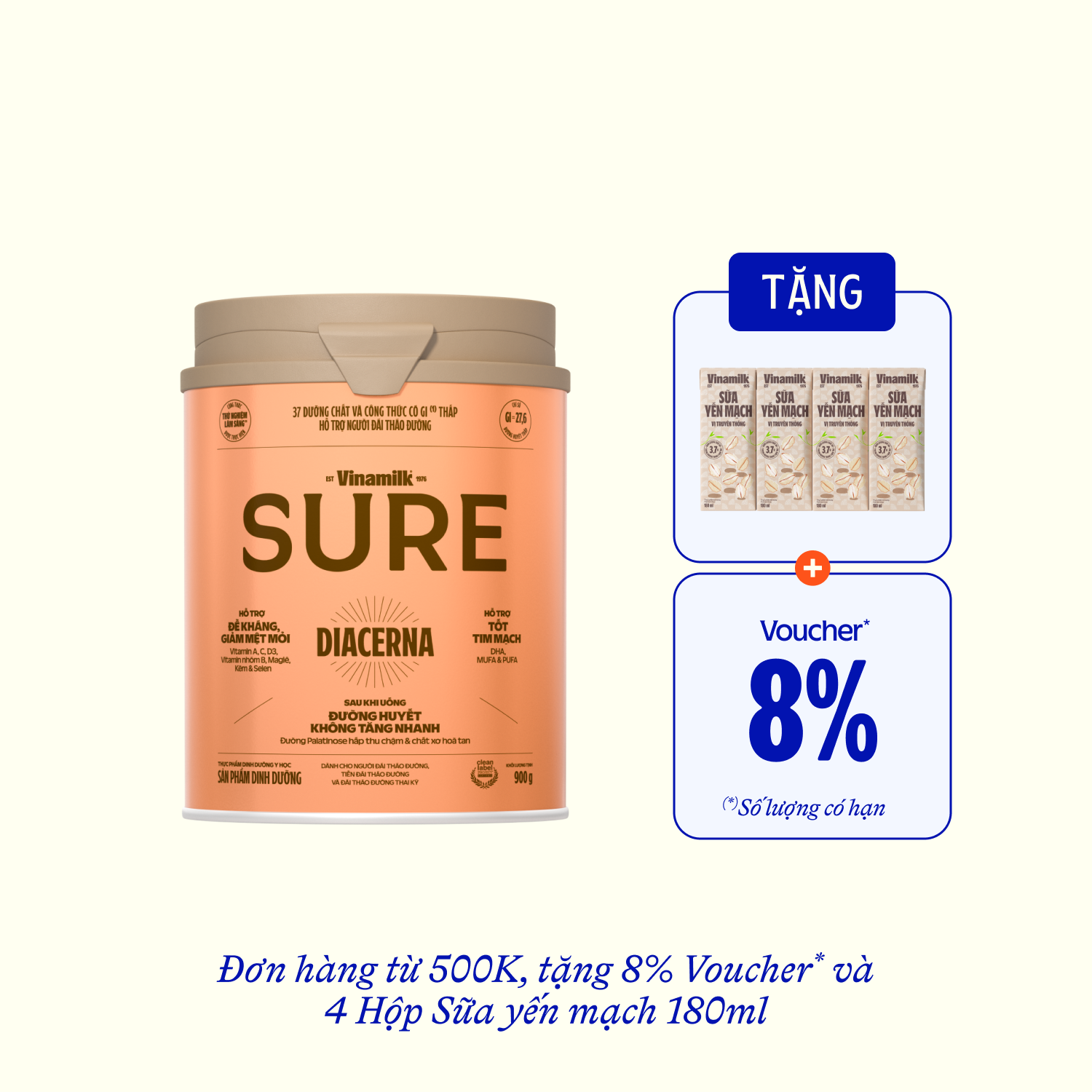 Sữa bột cho người tiểu đường Sure Diacerna 900g - thumbnail