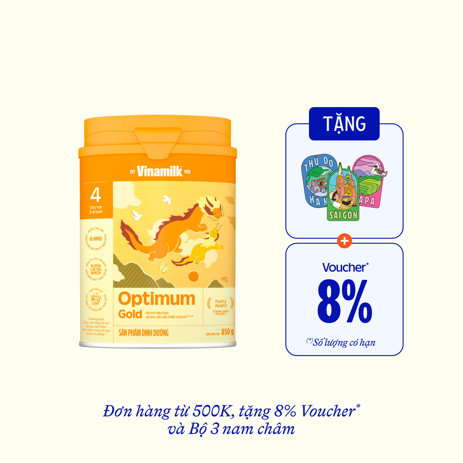 Sữa bột trẻ em Optimum Gold 4 (2-6 tuổi) 850g - thumbnail
