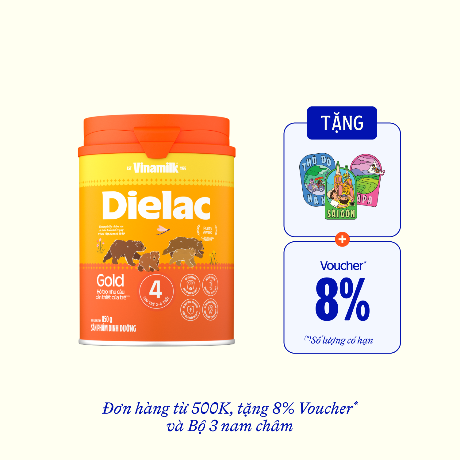 Sữa bột trẻ em Dielac Gold 4 (2-6 tuổi) 850g - thumbnail