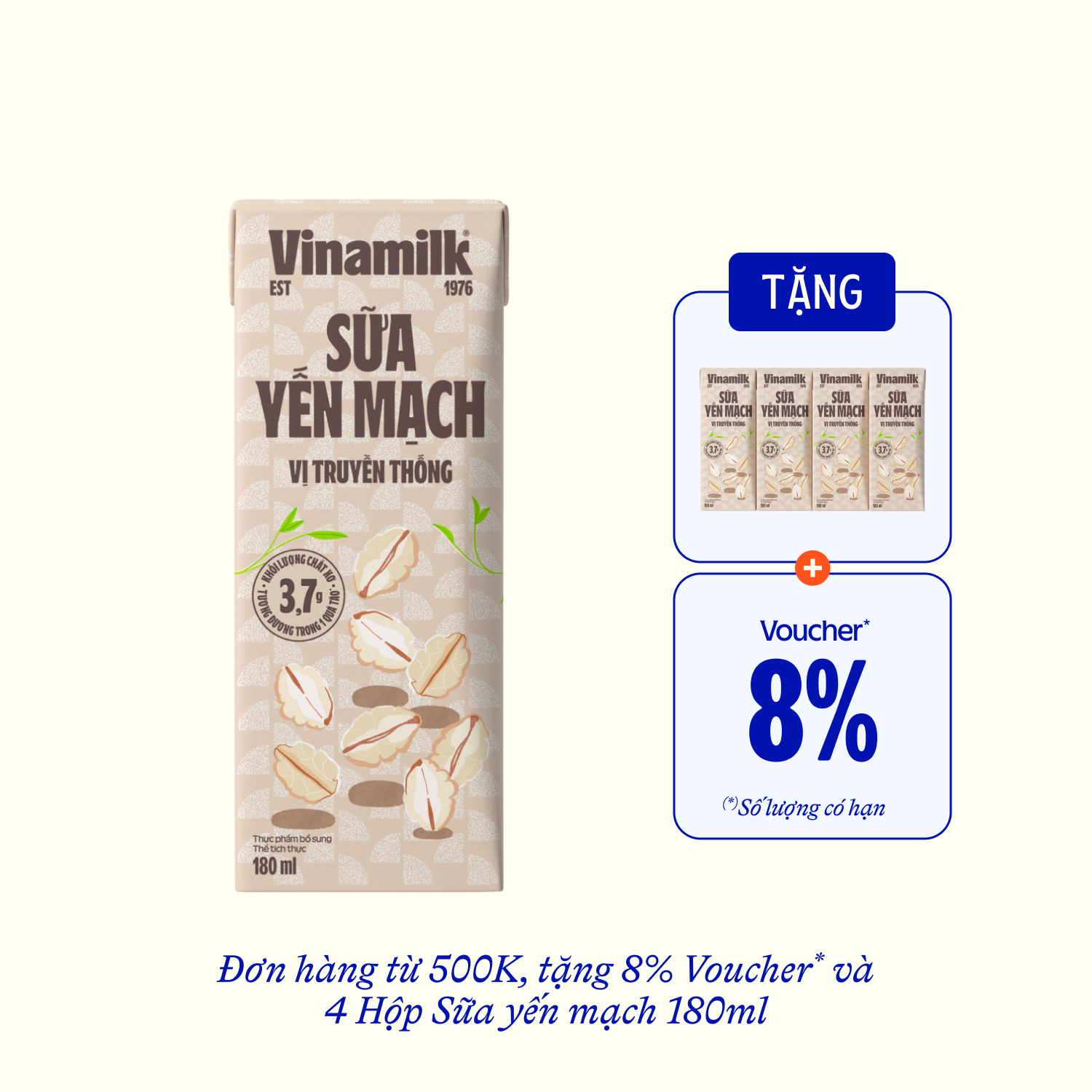 Sữa hạt Vinamilk Sữa yến mạch 180ml - thumbnail