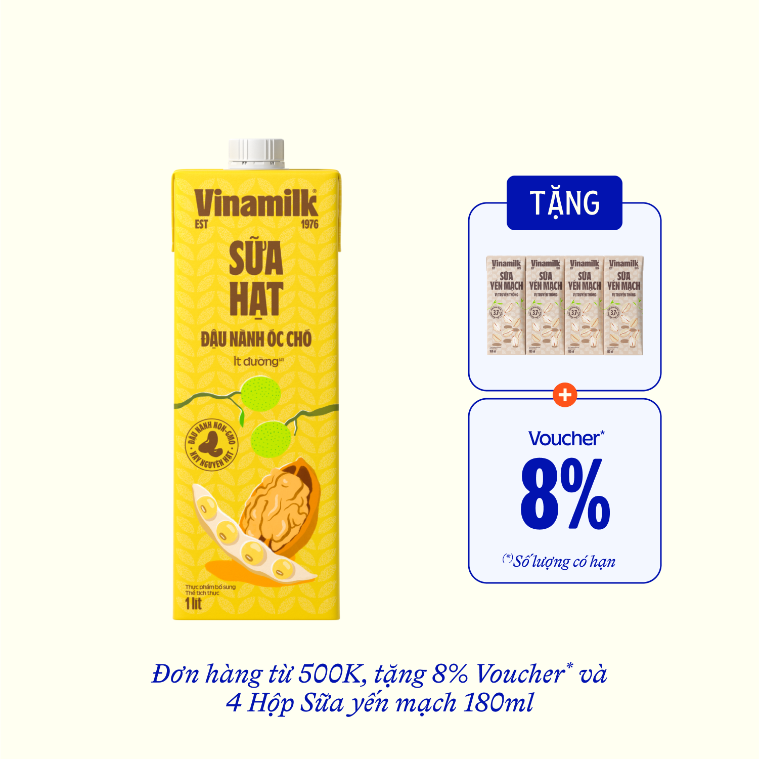 Sữa hạt Vinamilk Đậu nành Óc chó 1L