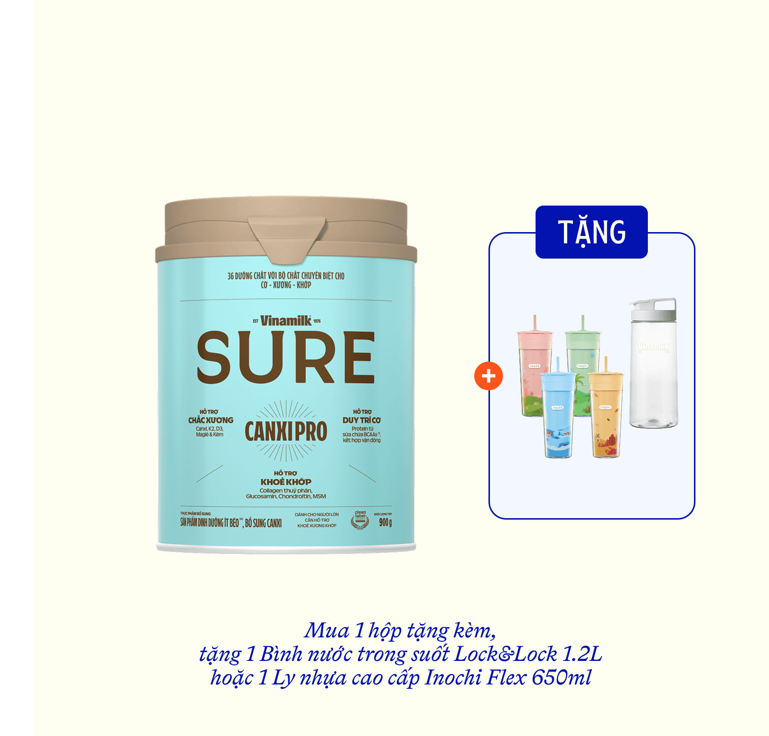 Sữa bột cho người lớn tuổi Sure CanxiPro 900g