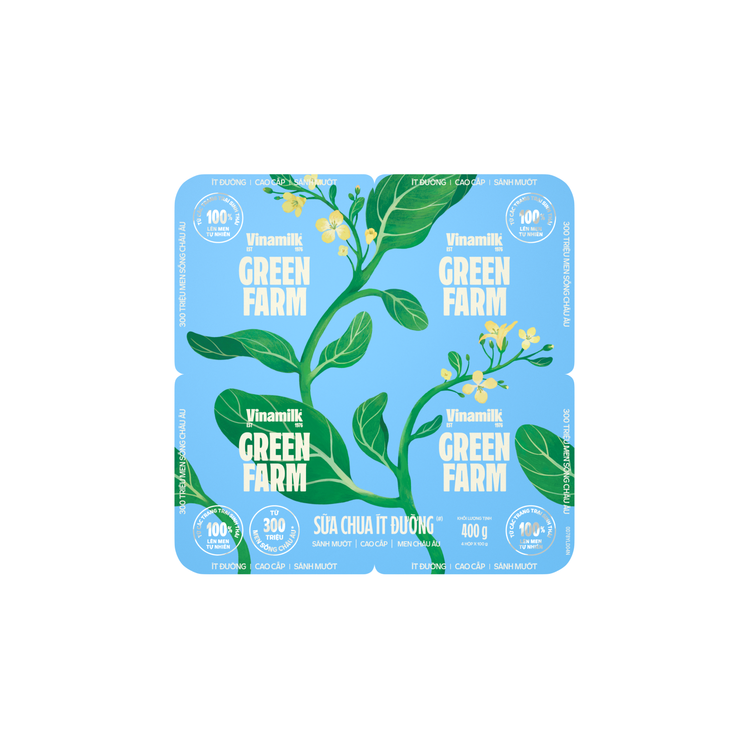 Sữa chua ăn Green Farm Ít đường 100g Thùng 24 hộp