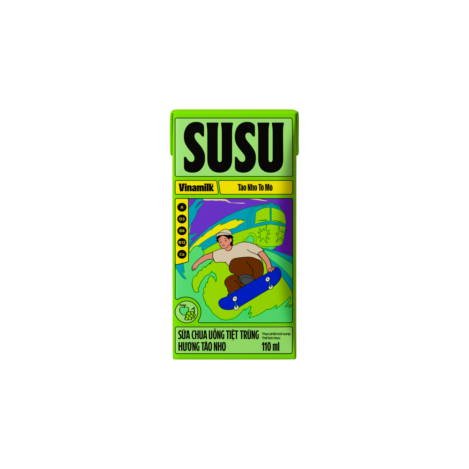 UHT Drinking Yoghurt SuSu Apple & Grape Flavours 110ml Carton of 48 Boxes